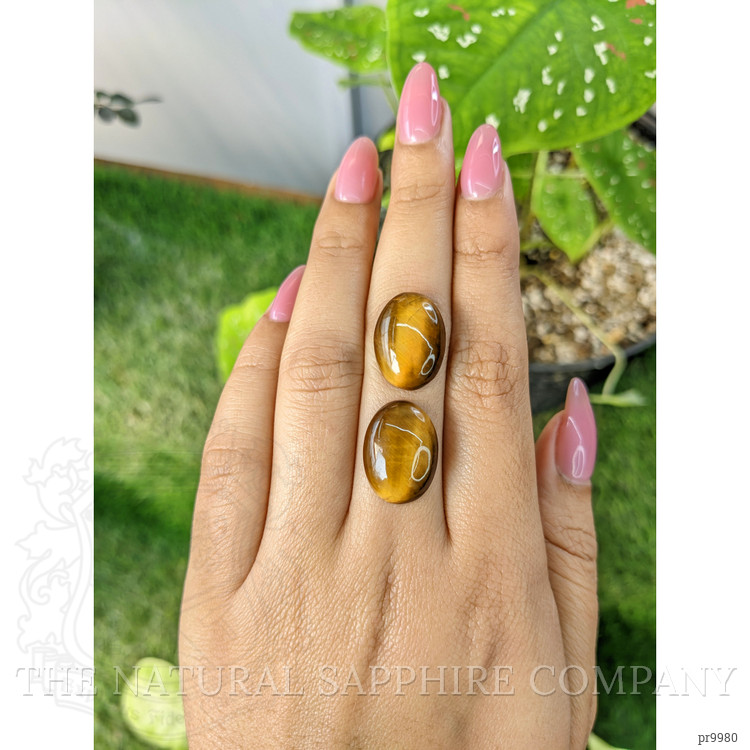15.20 Ct.Tw. Cabochon Tiger's Eye Pair from South Africa