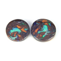 21.77 Ct.Tw.Total Carat Weight Cabochon Boulder Opal Pair from Australia Video