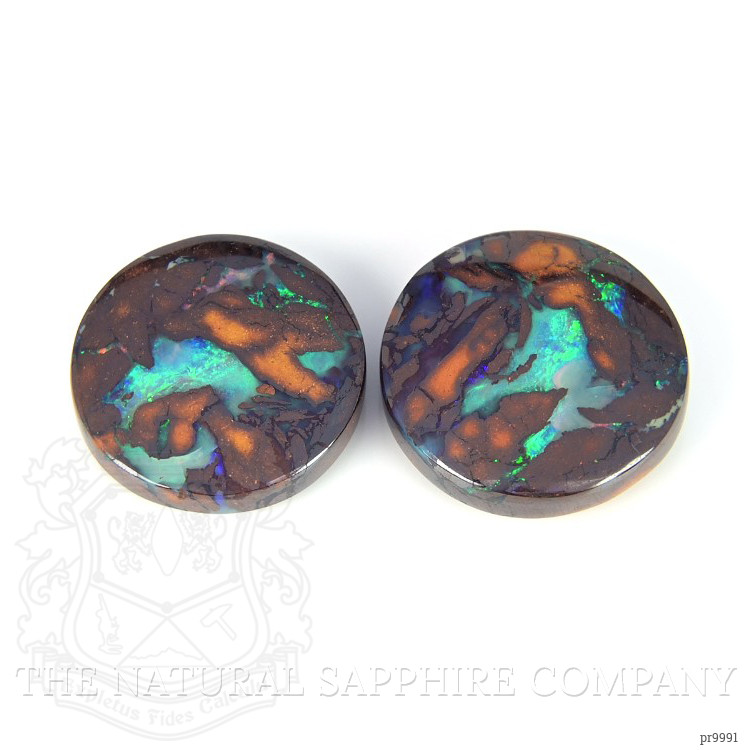 21.77 Ct.Tw. Cabochon Boulder Opal Pair from Australia