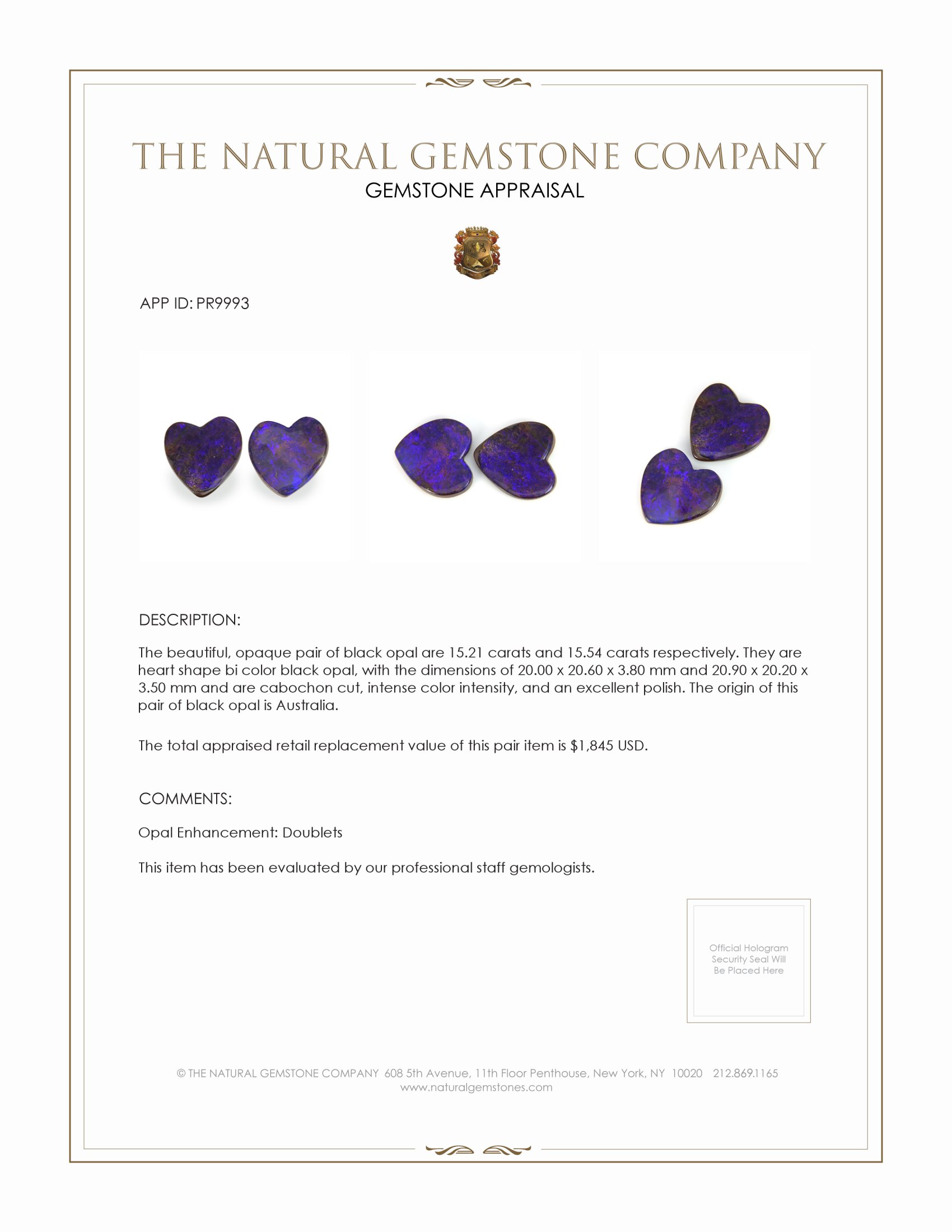 30.75 Ct.Tw. Cabochon Opal Pair from Australia