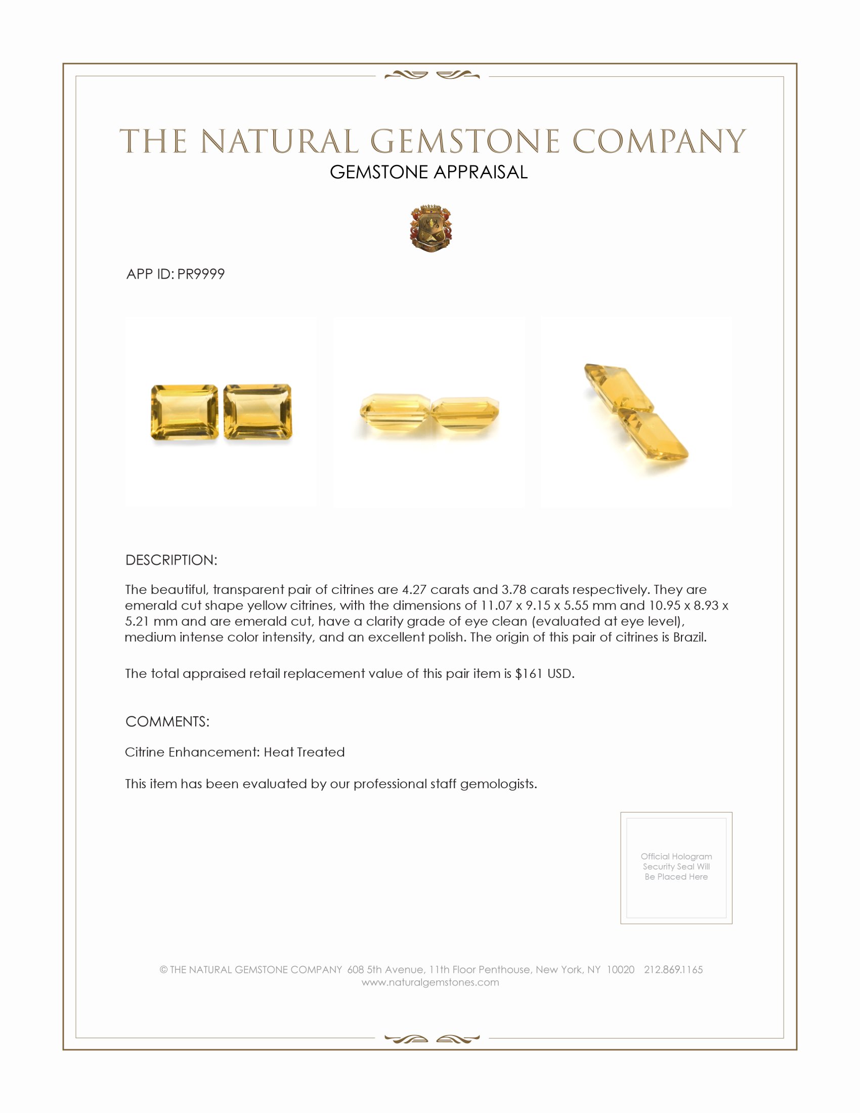 8.05 Ct.Tw. Citrine Pair from Brazil