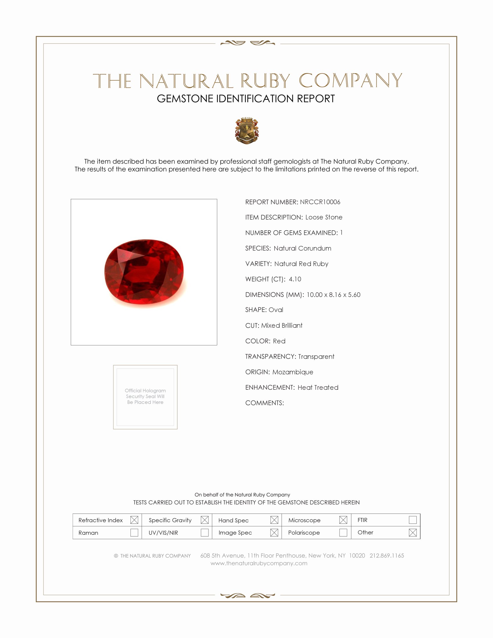 Ruby. 4.10 ct. authentic Mauritania.