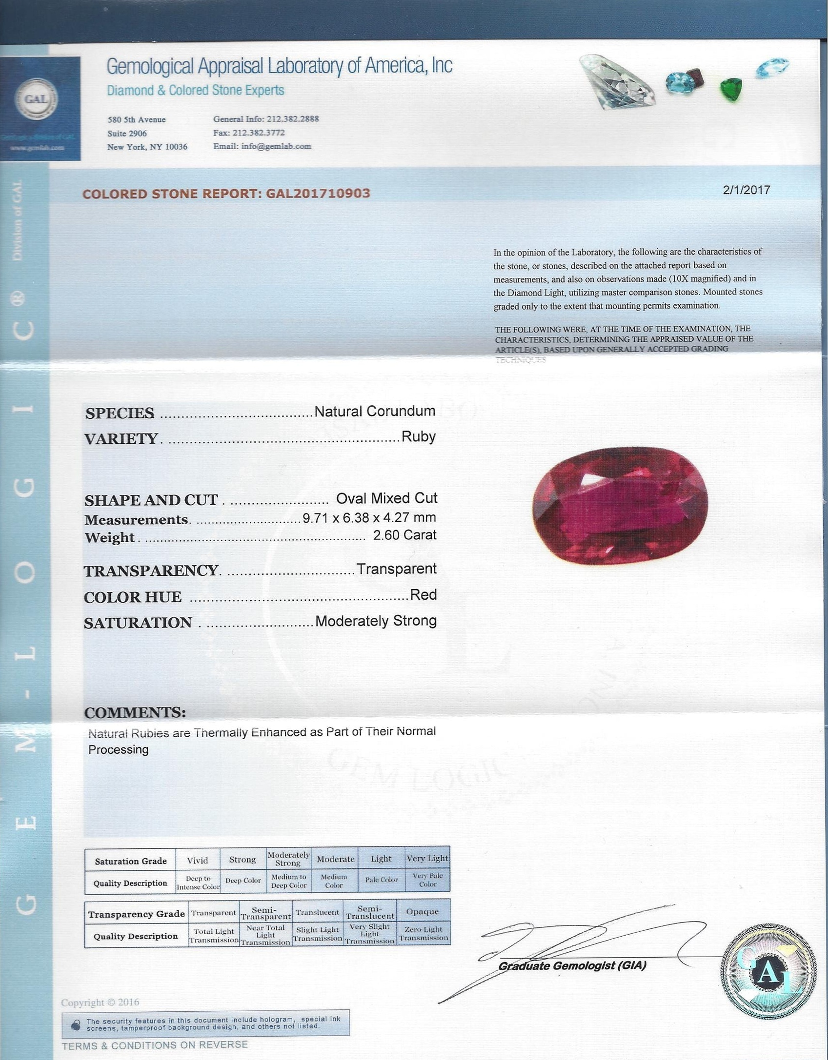2.60 Ct. Ruby from Thailand