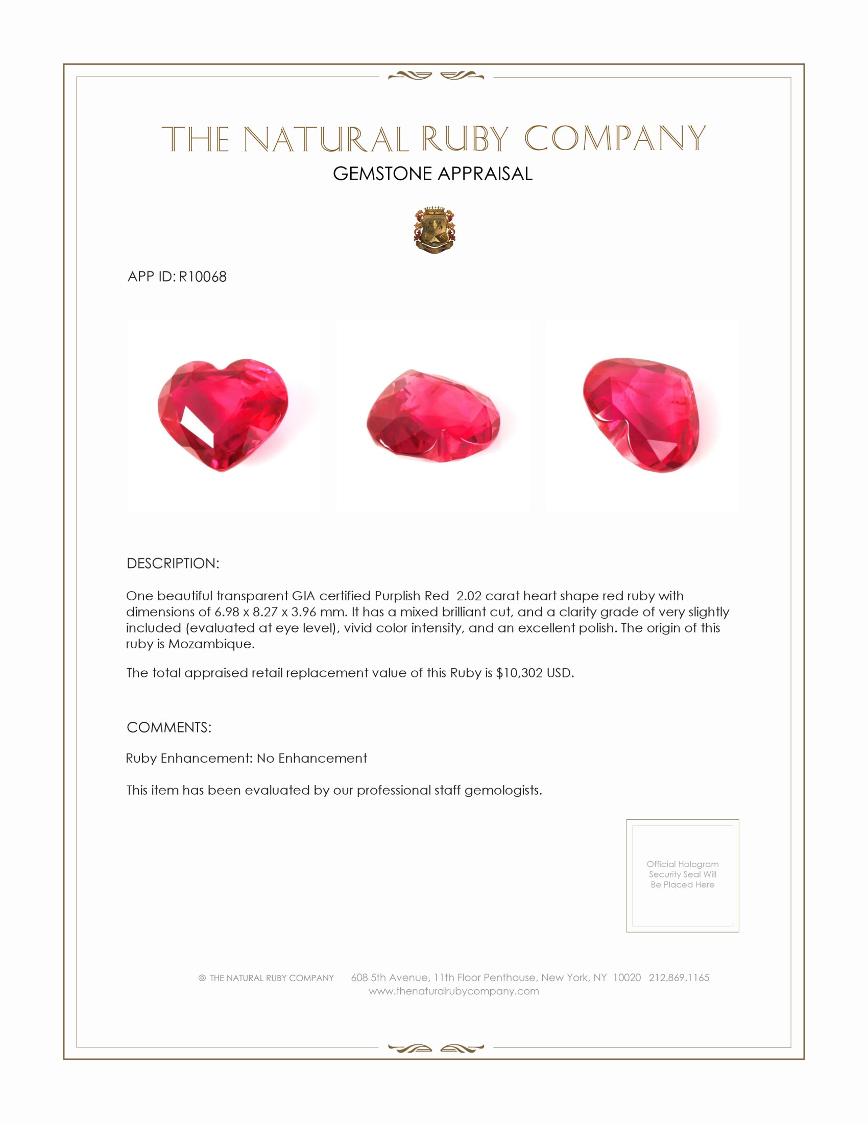 2.02 Ct. Ruby from Mozambique