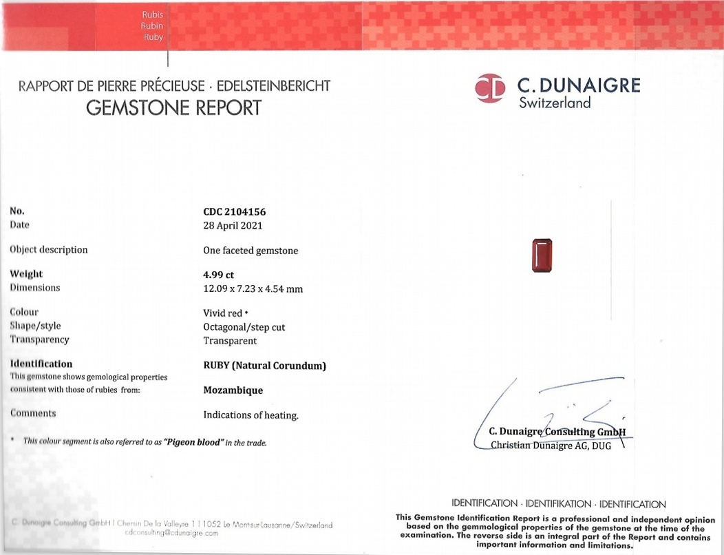 4.99 Ct. Ruby from Mozambique