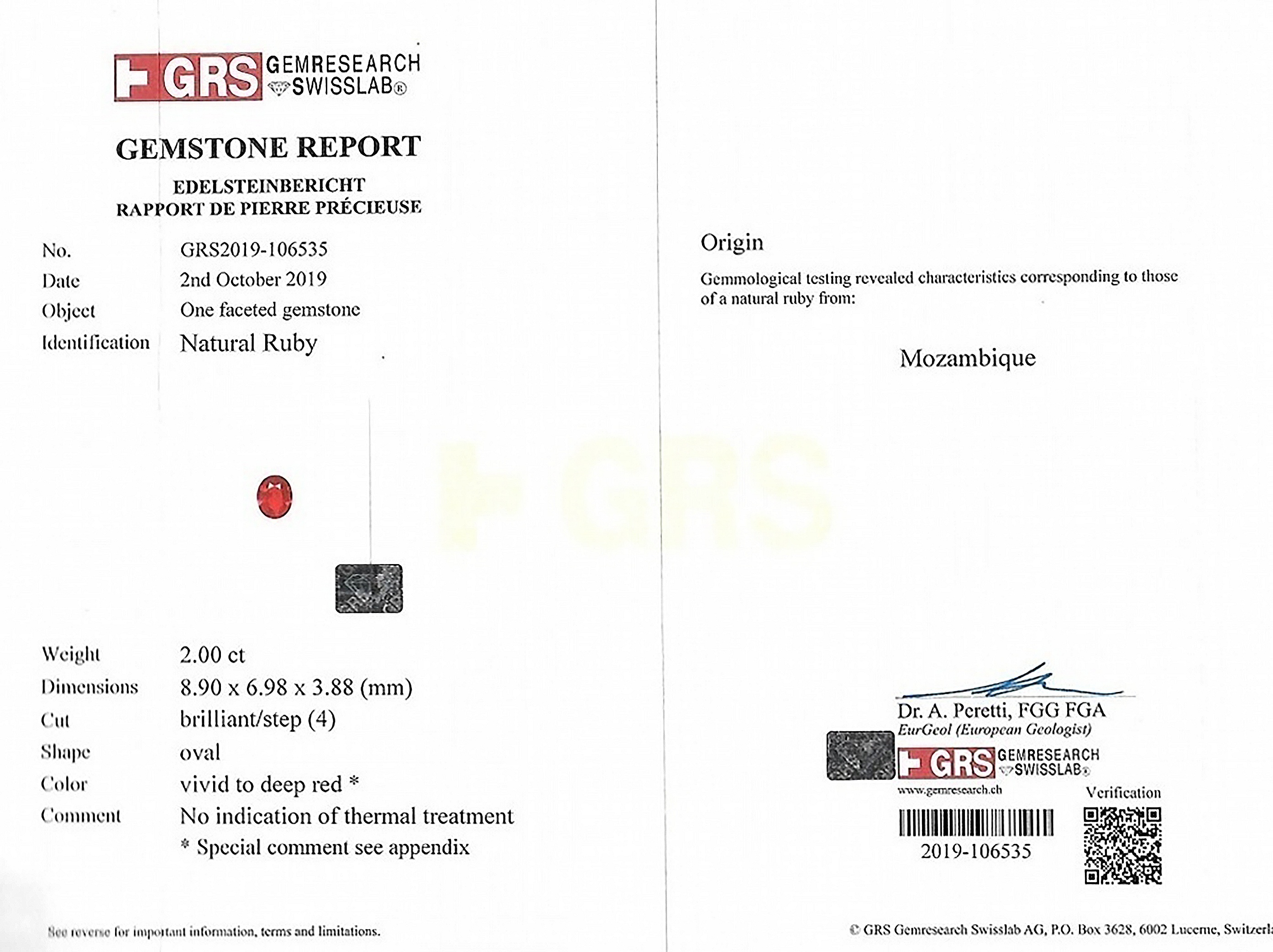 2.00 Ct. Ruby from Mozambique