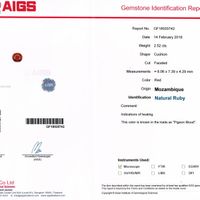 2.52 Ct. Ruby from Mozambique Scan Report