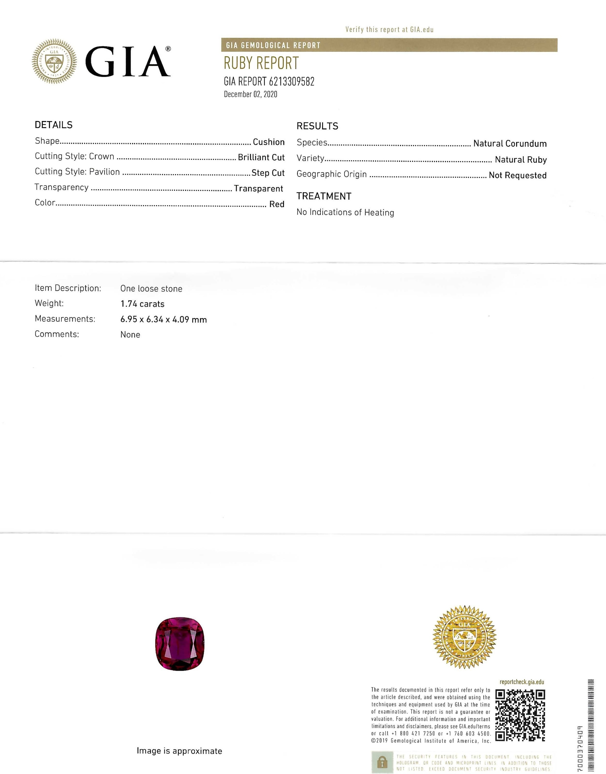 1.74 Ct. Ruby from Mozambique