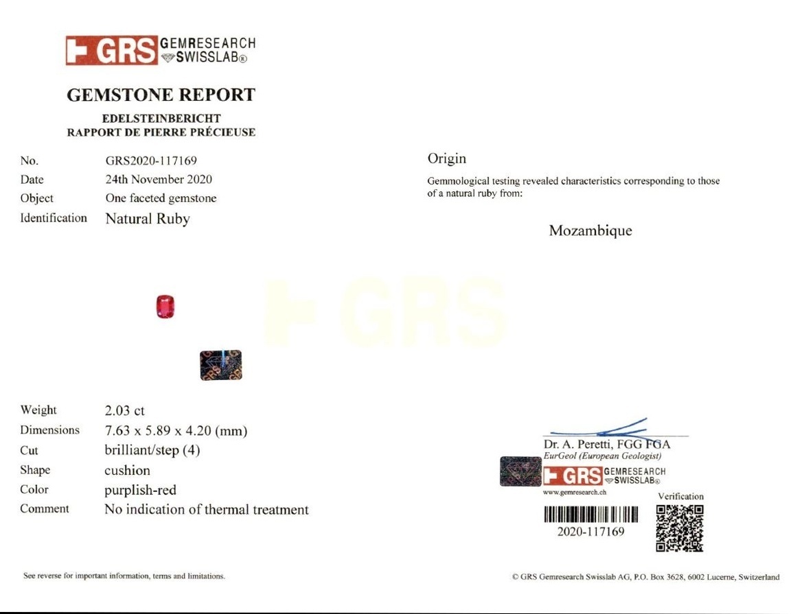 2.03 Ct. Ruby from Mozambique