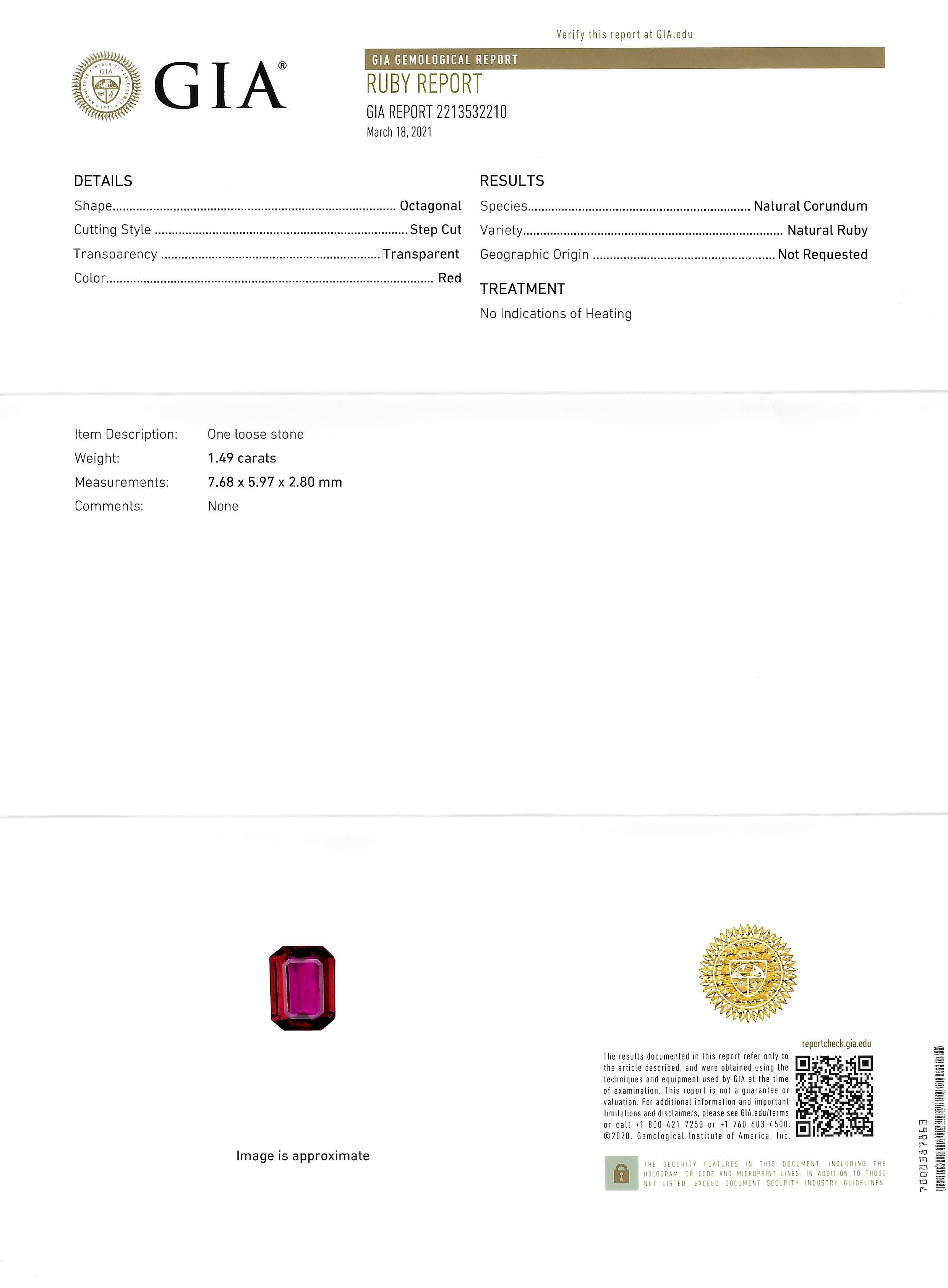 1.49 Ct. Ruby from Mozambique