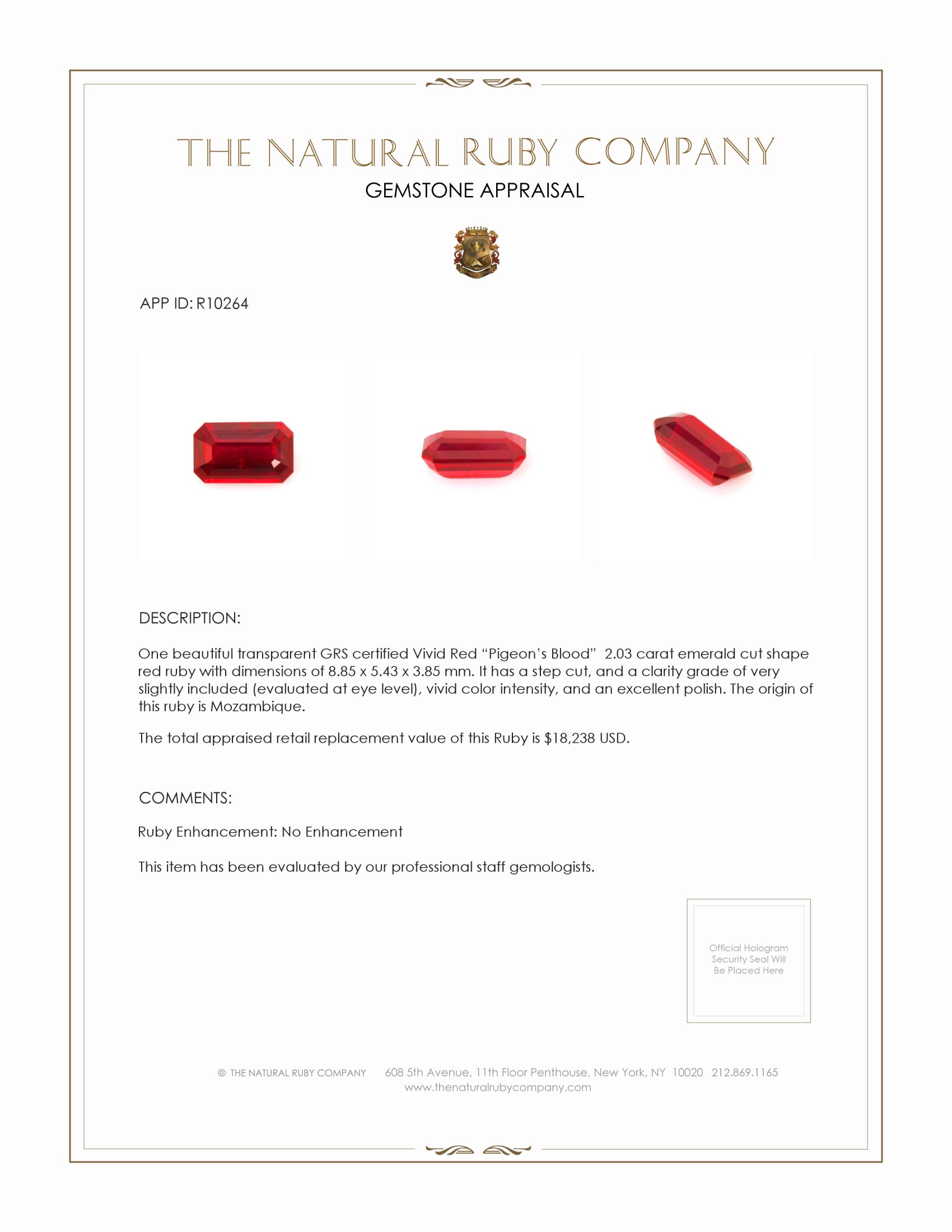 2.03 Ct. Ruby from Mozambique