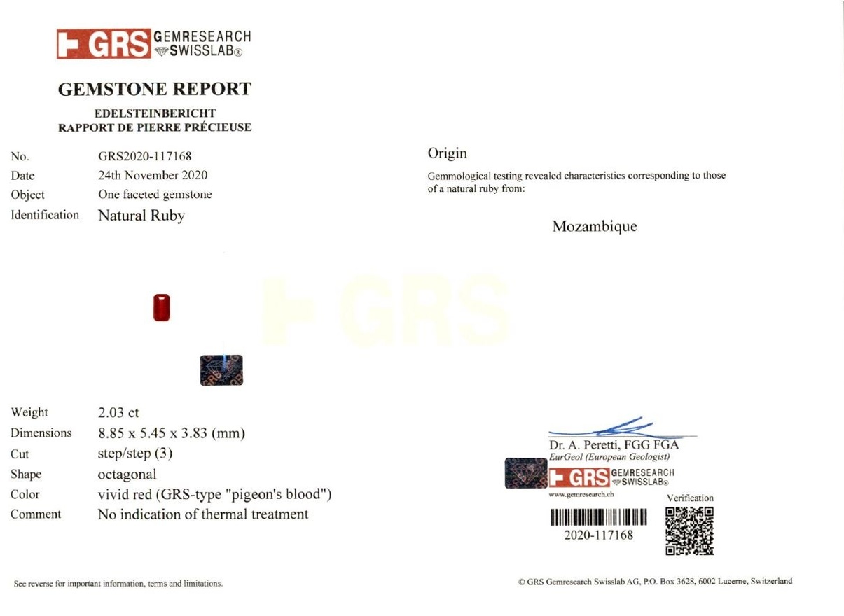 2.03 Ct. Ruby from Mozambique