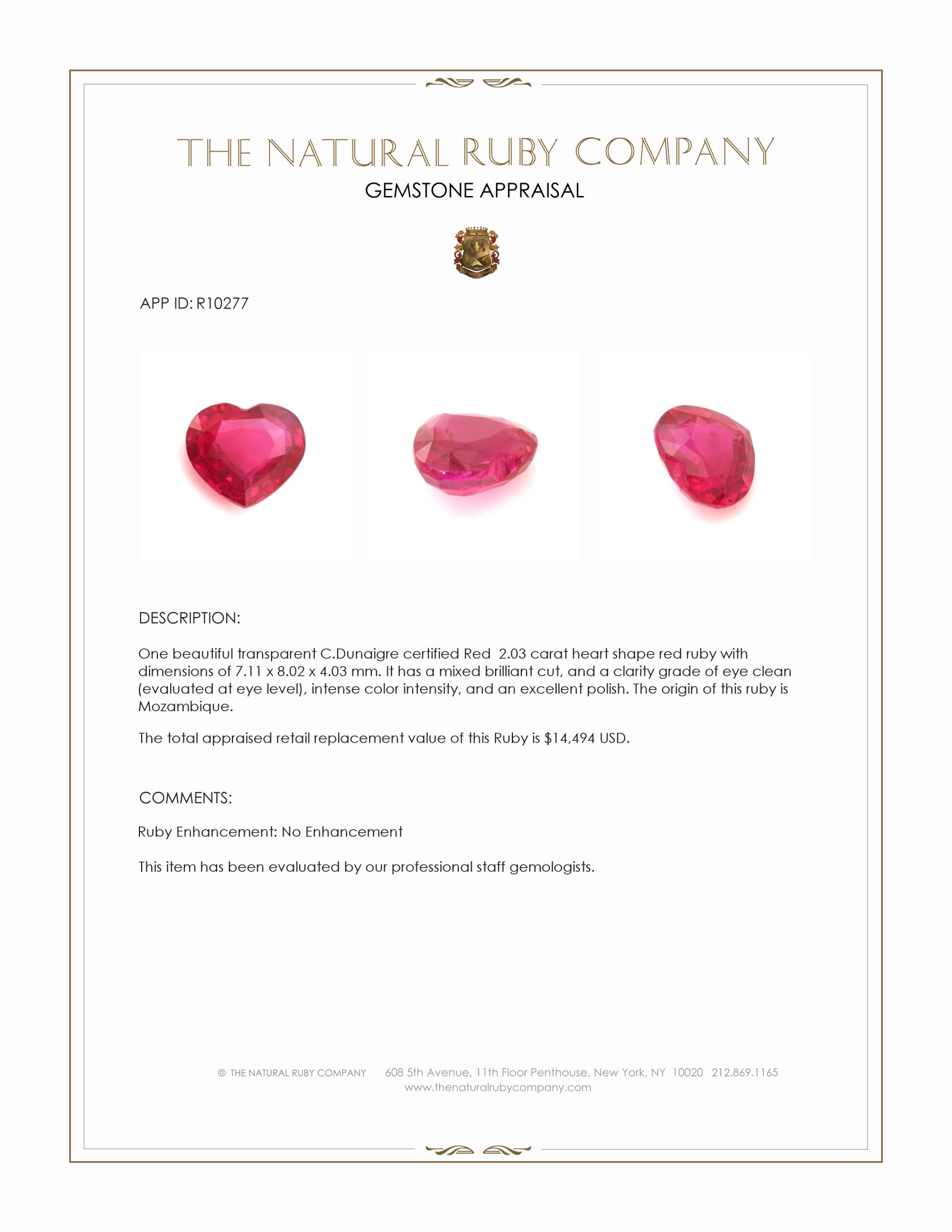 2.03 Ct. Ruby from Mozambique