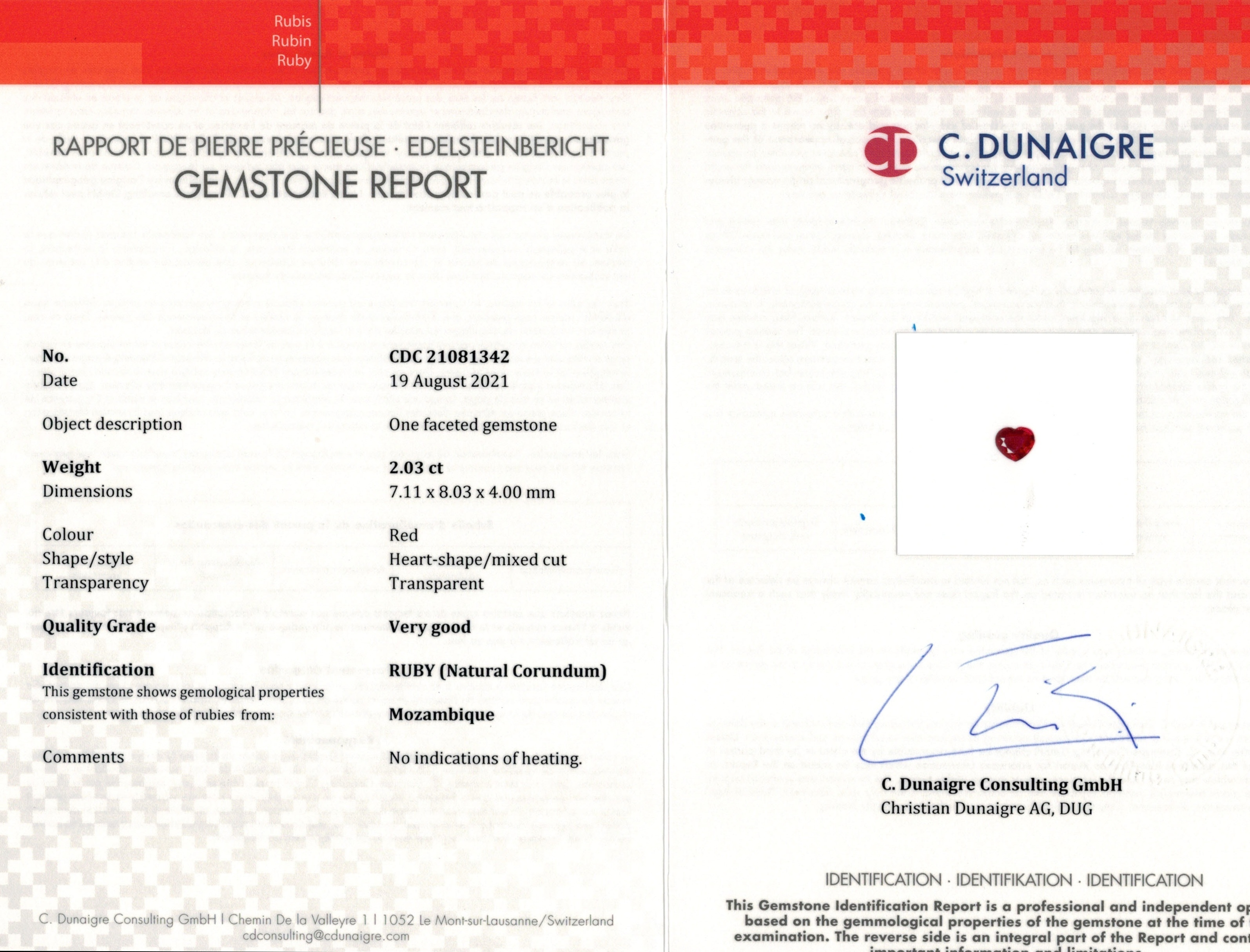 2.03 Ct. Ruby from Mozambique