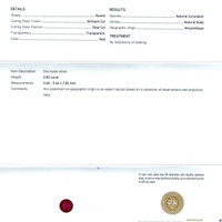 0.82 Ct. Ruby from Mozambique Scan Report