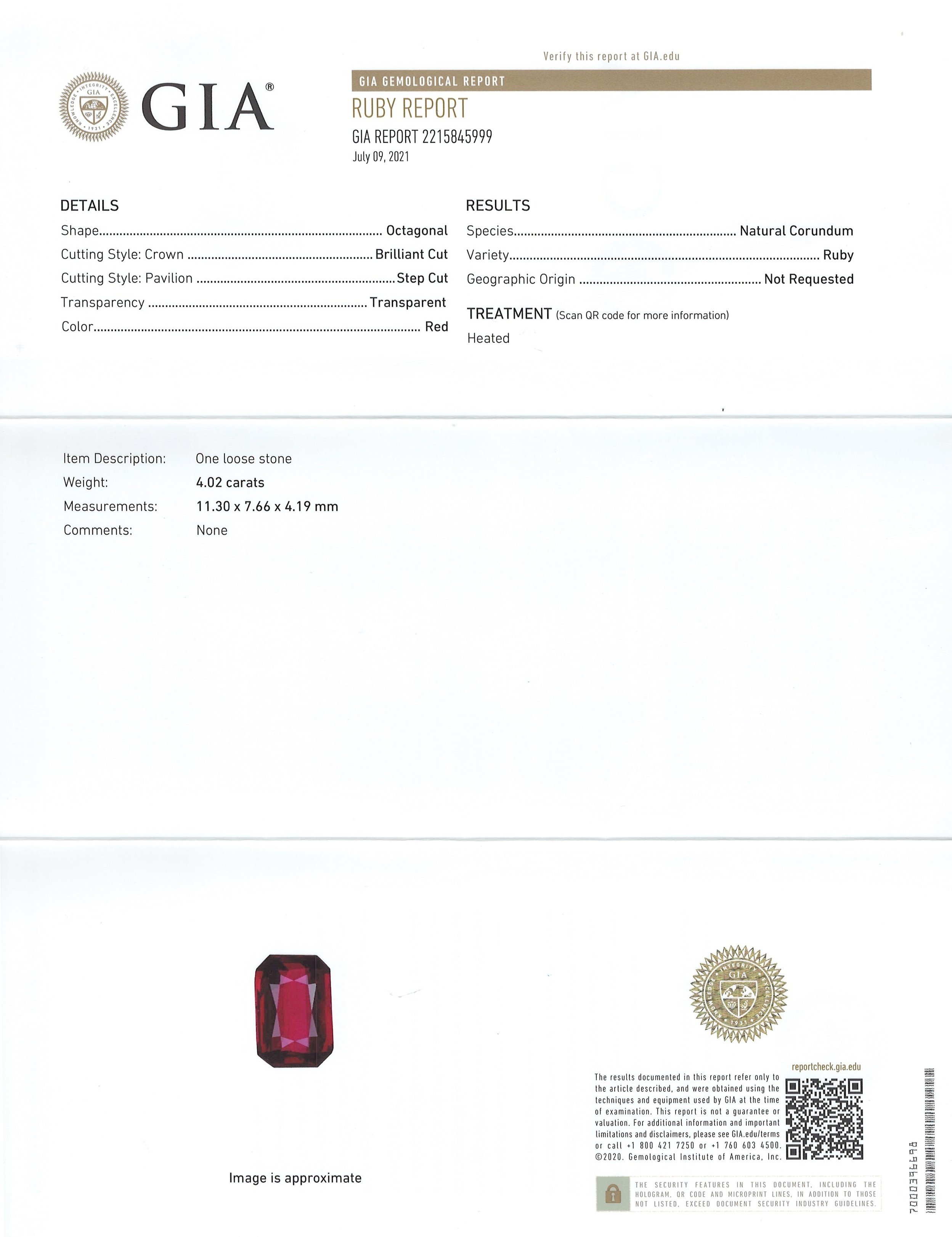 4.02 Ct. Ruby from Mozambique