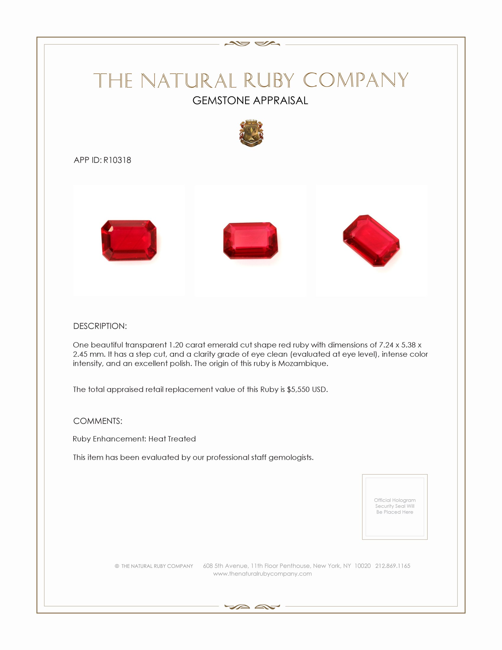 1.20 Ct. Ruby from Mozambique