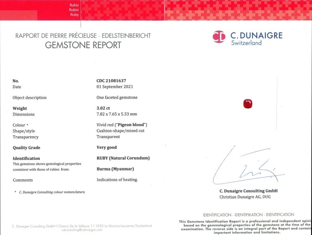 3.02 Ct. Ruby from Burma (Myanmar)