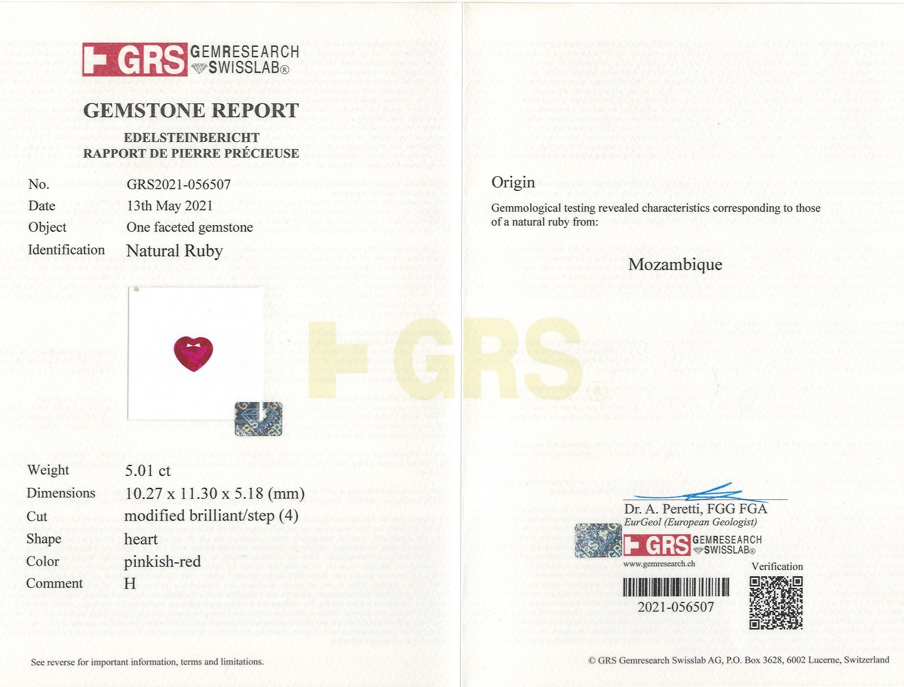 5.01 Ct. Ruby from Mozambique