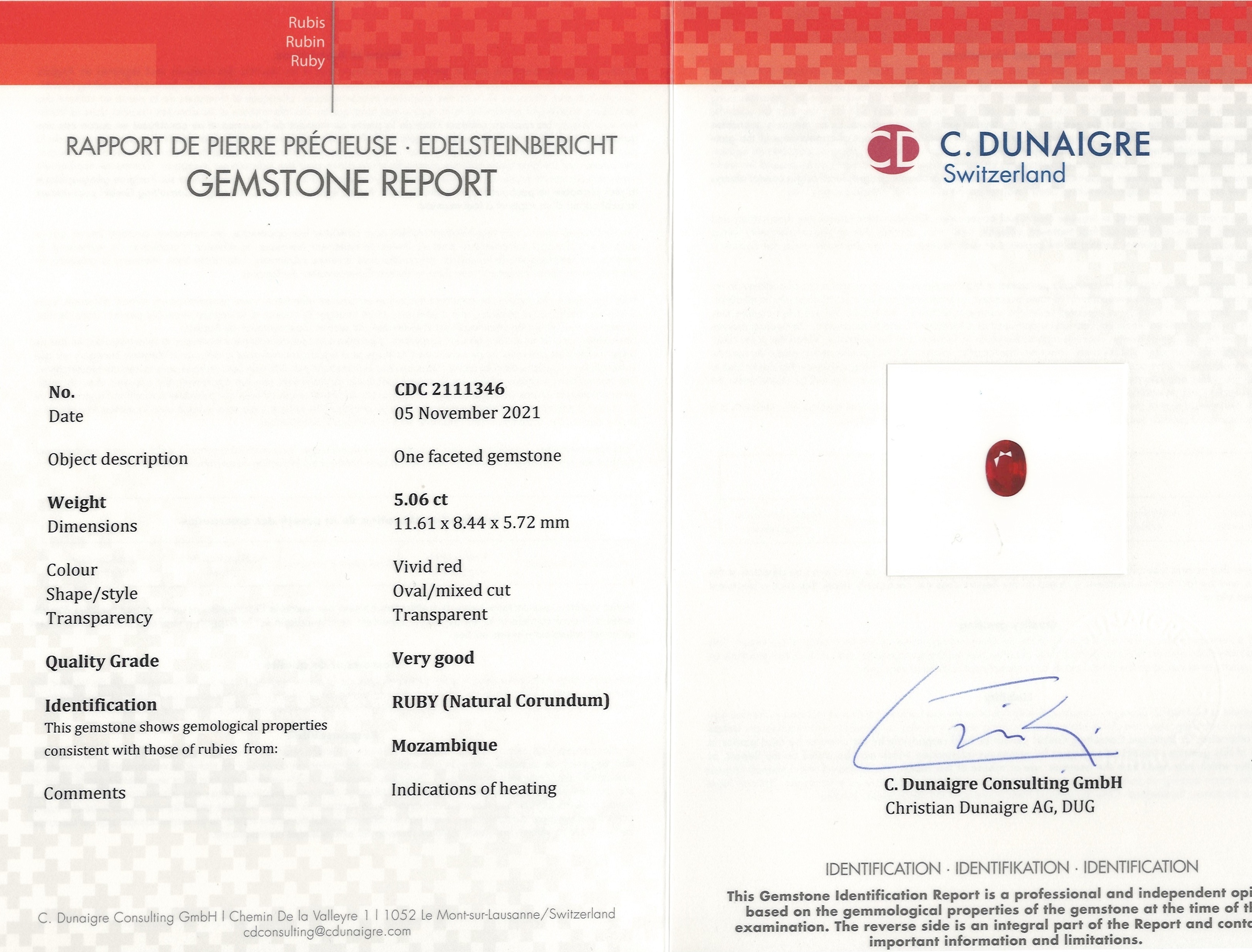 5.06 Ct. Ruby from Mozambique