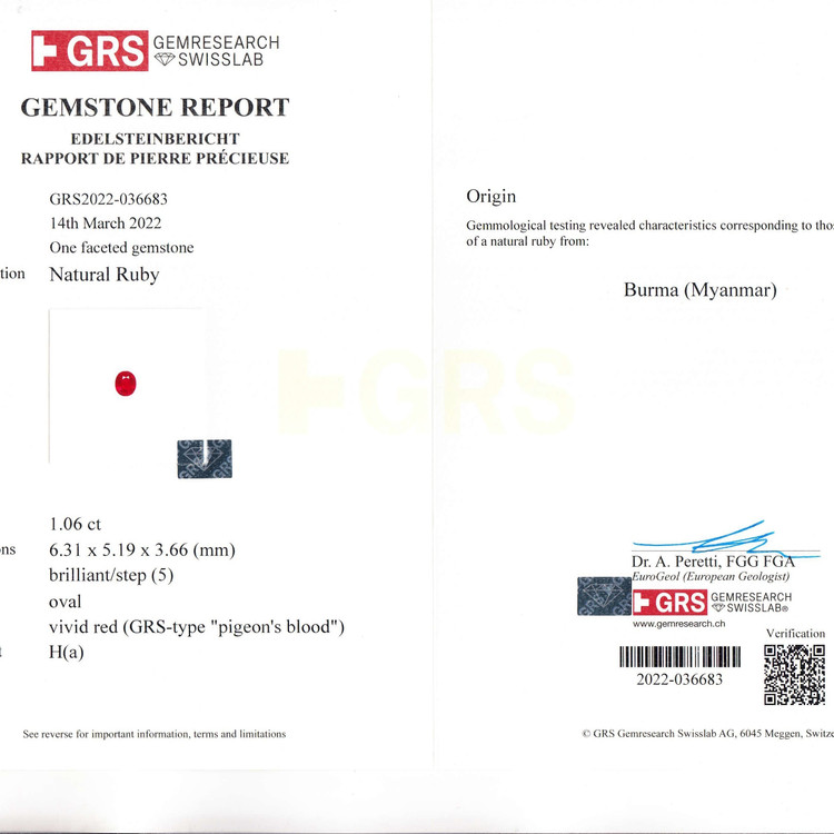 1.06 Ct. Ruby from Burma (Myanmar)