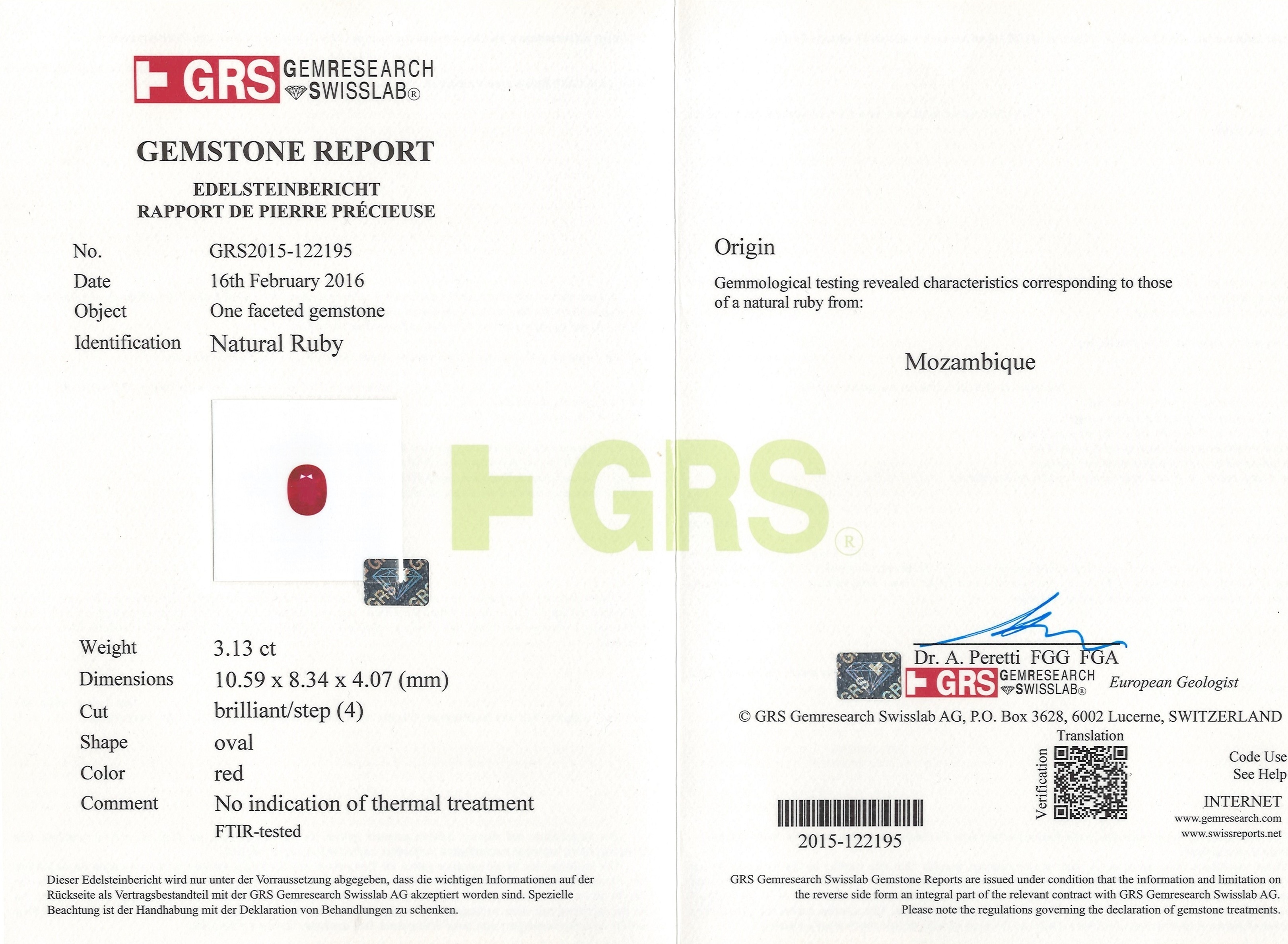 3.13 Ct. Ruby from Mozambique