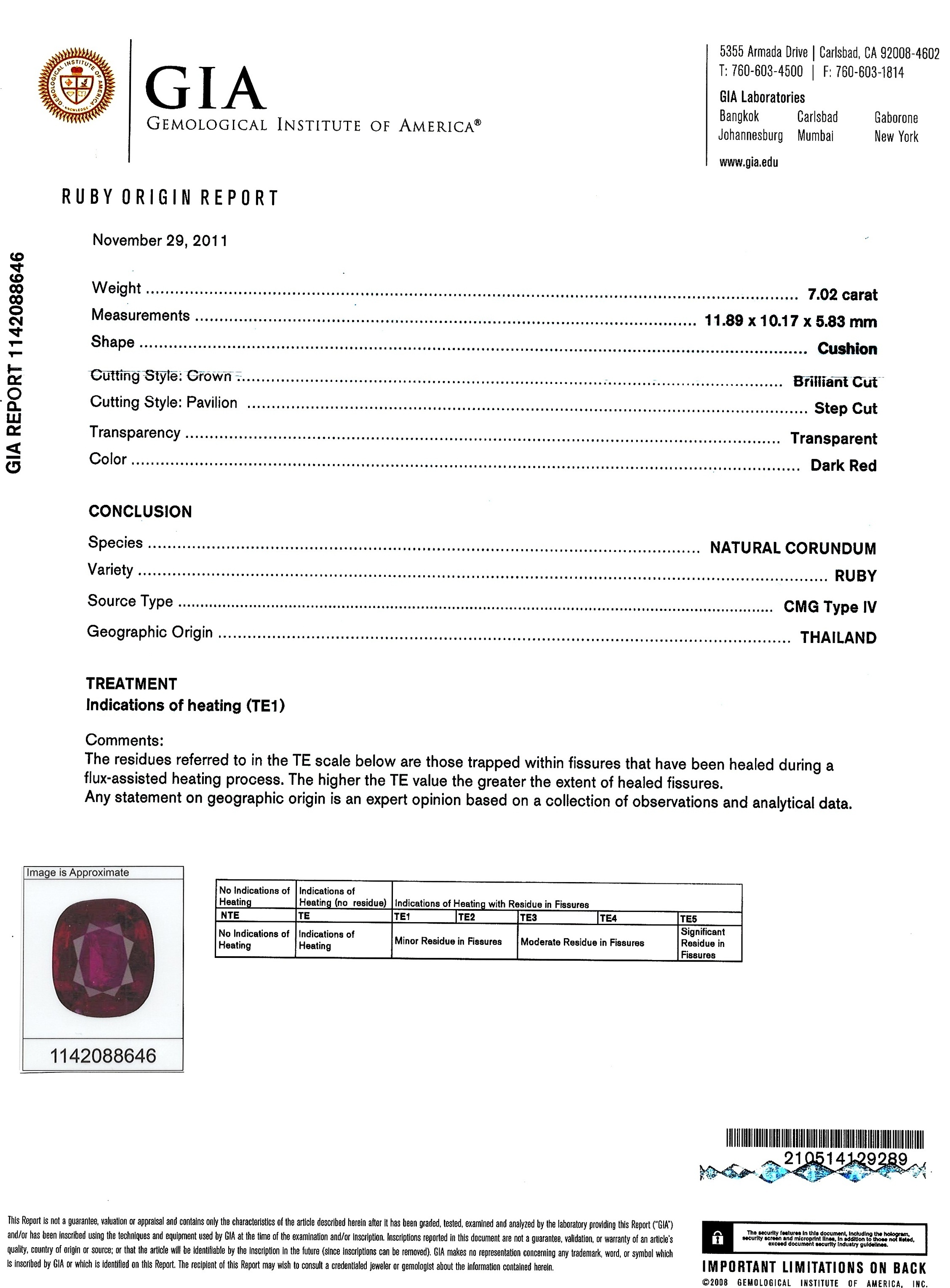 7.02 Ct. Ruby from Thailand