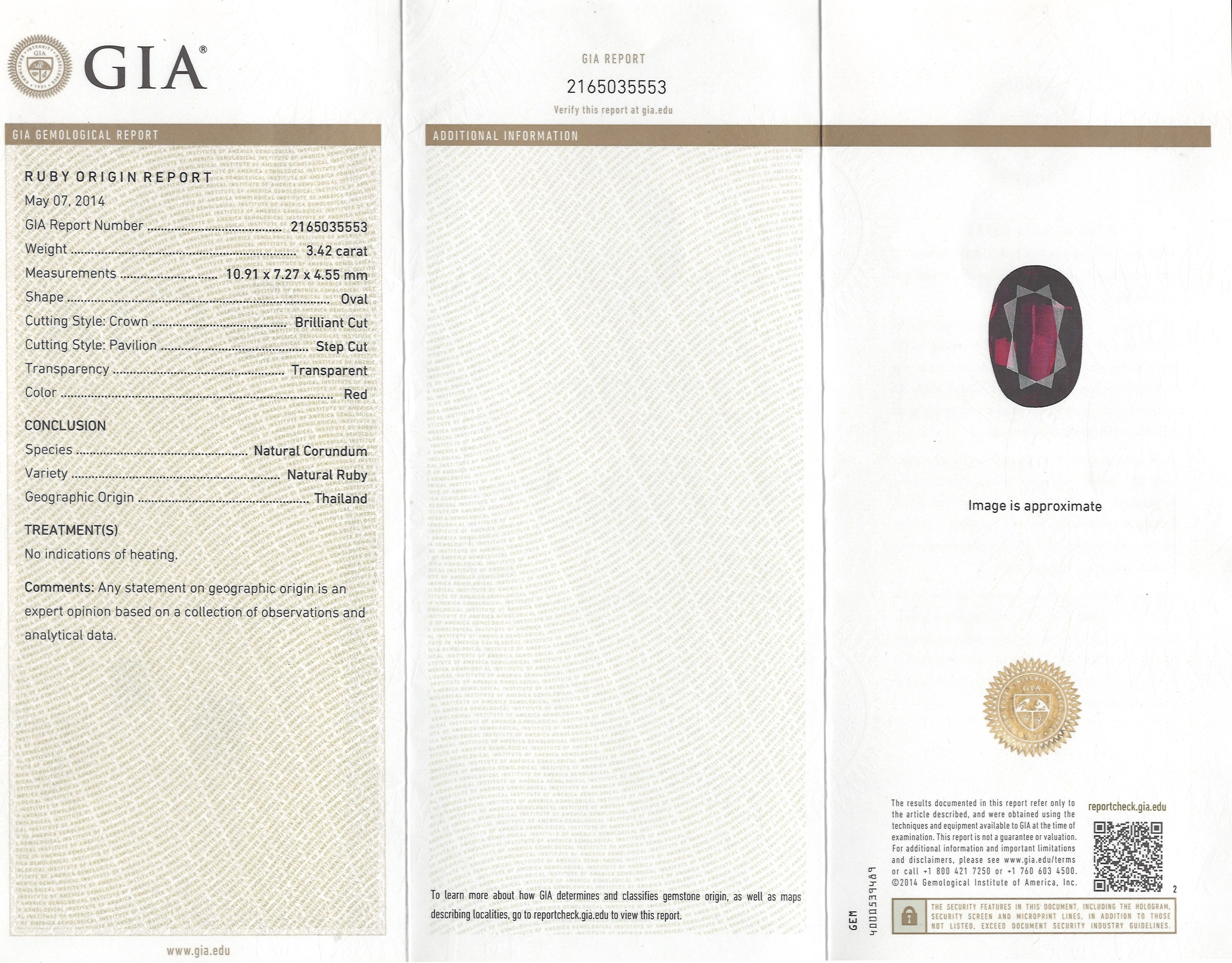 3.42 Ct. Ruby from Thailand