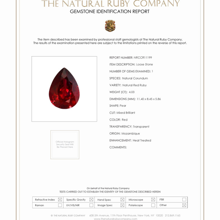 4.03 Ct. Ruby from Mozambique