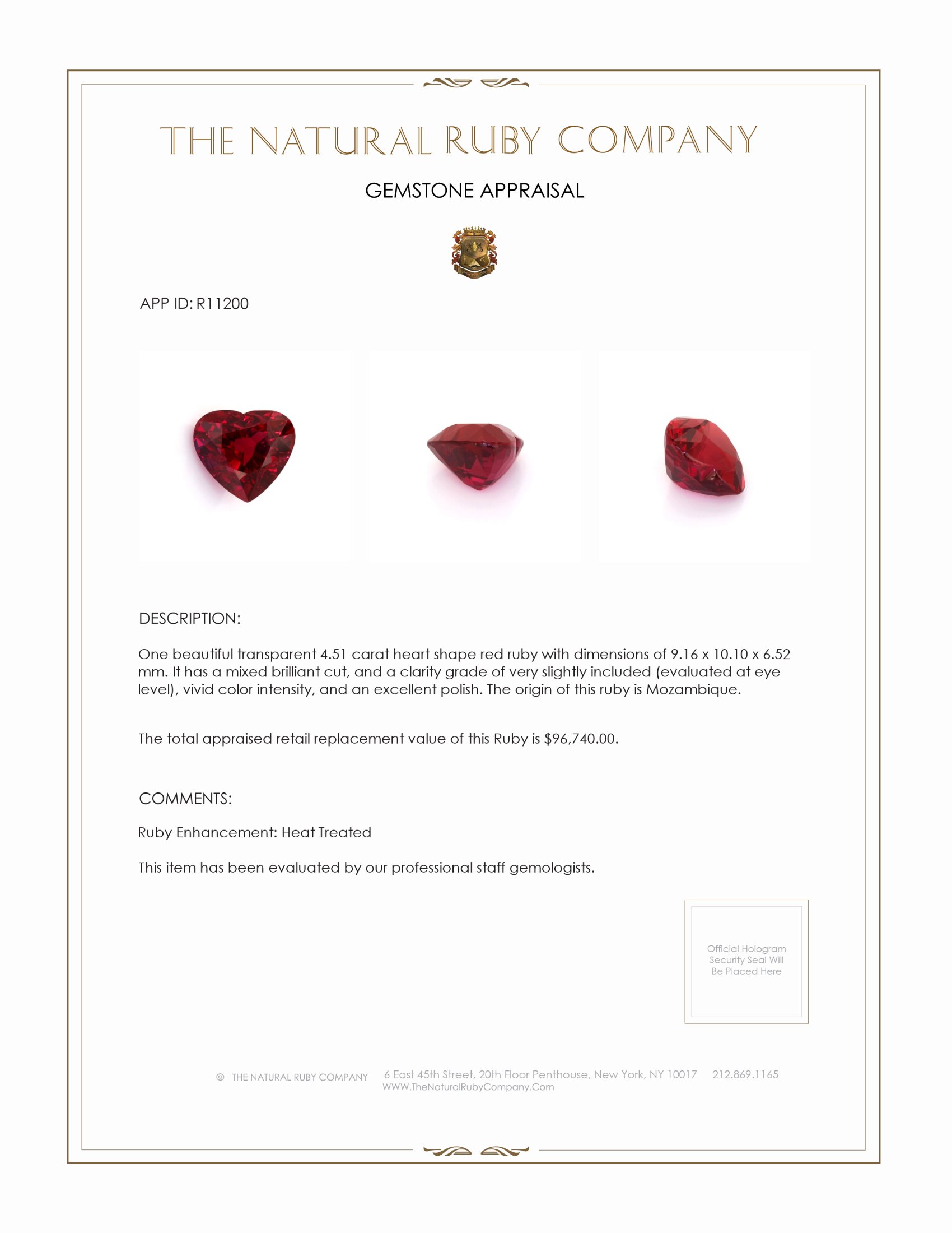 4.51 Ct. Ruby from Mozambique