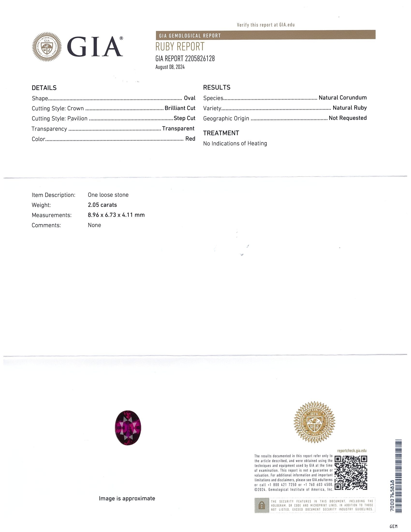 2.05 Ct. Ruby from Mozambique