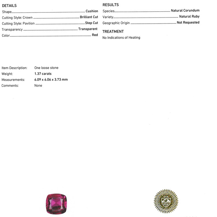 1.37 Ct. Ruby from Mozambique