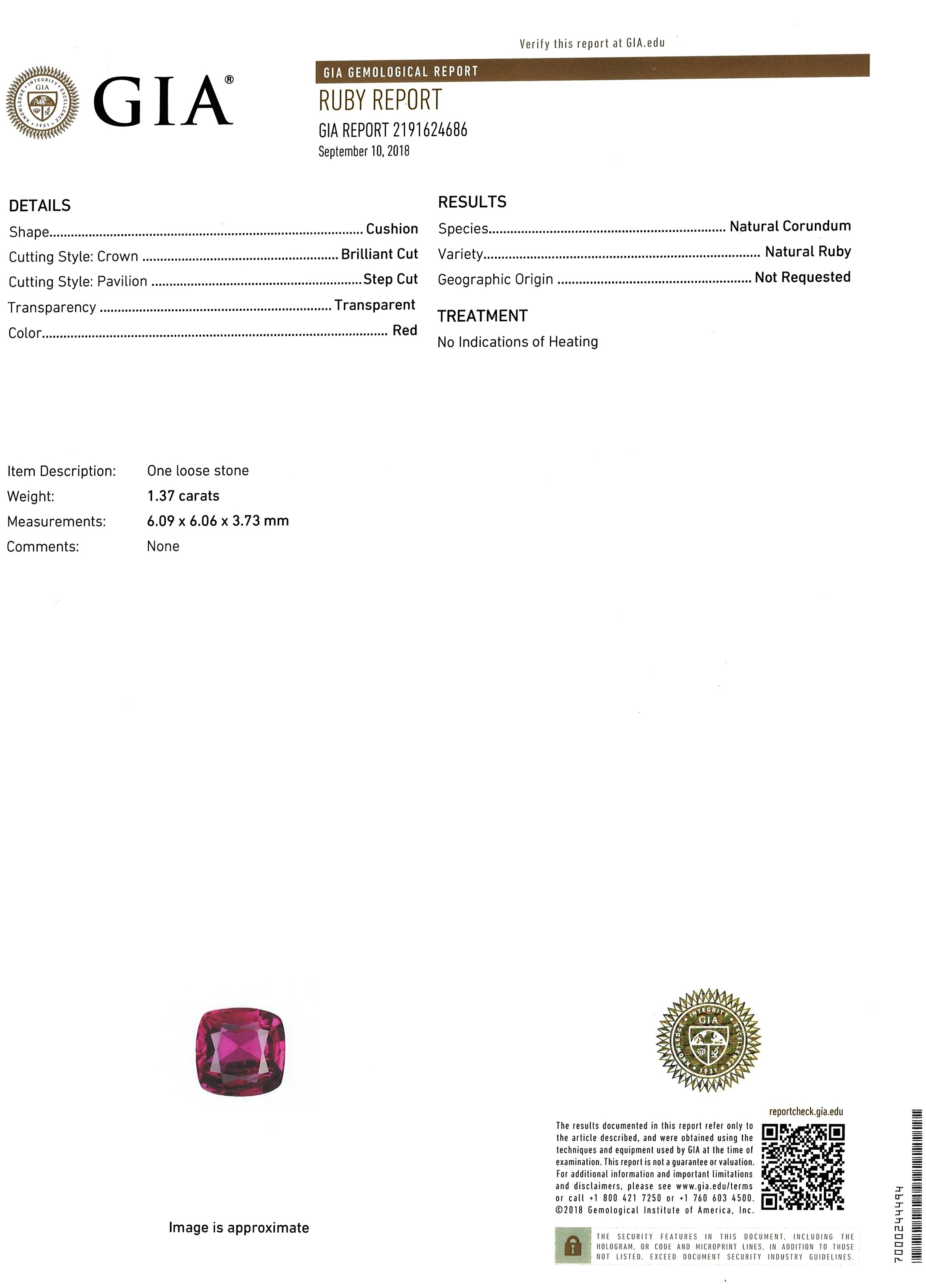 1.37 Ct. Ruby from Mozambique