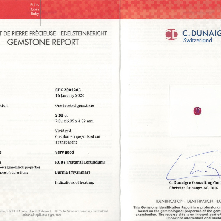 2.05 Ct. Ruby from Burma (Myanmar)