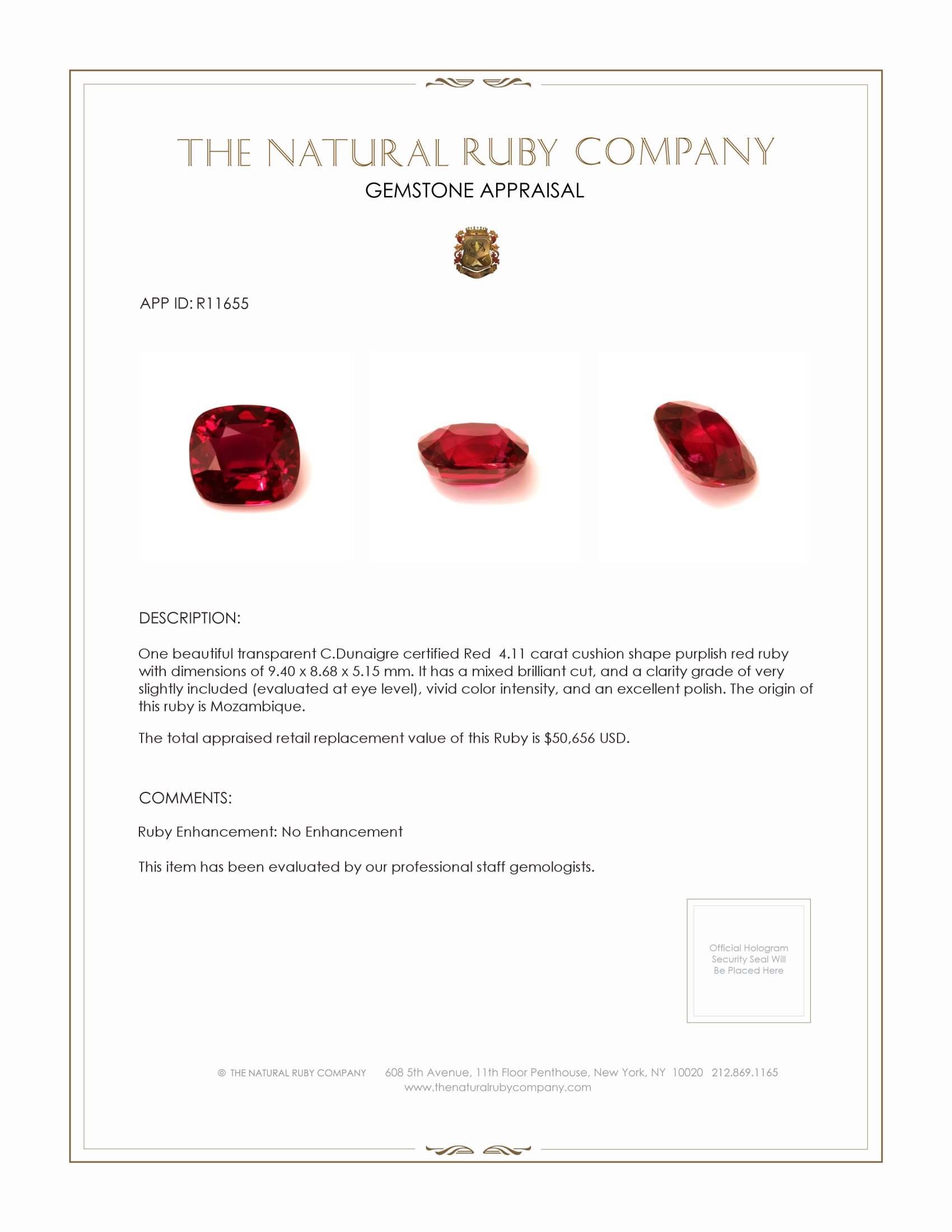 4.11 Ct. Ruby from Mozambique