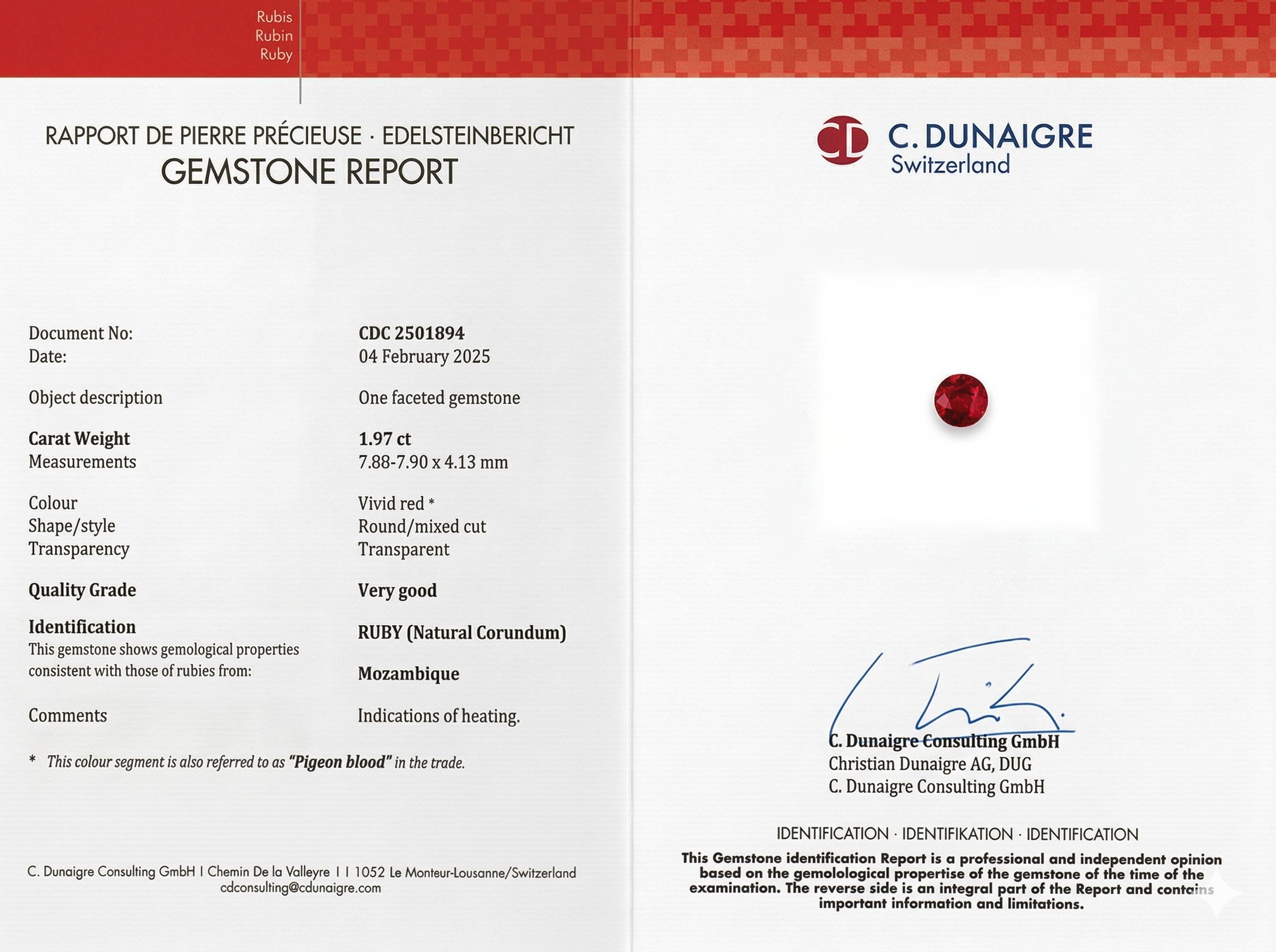 1.97 Ct. Ruby from Mozambique