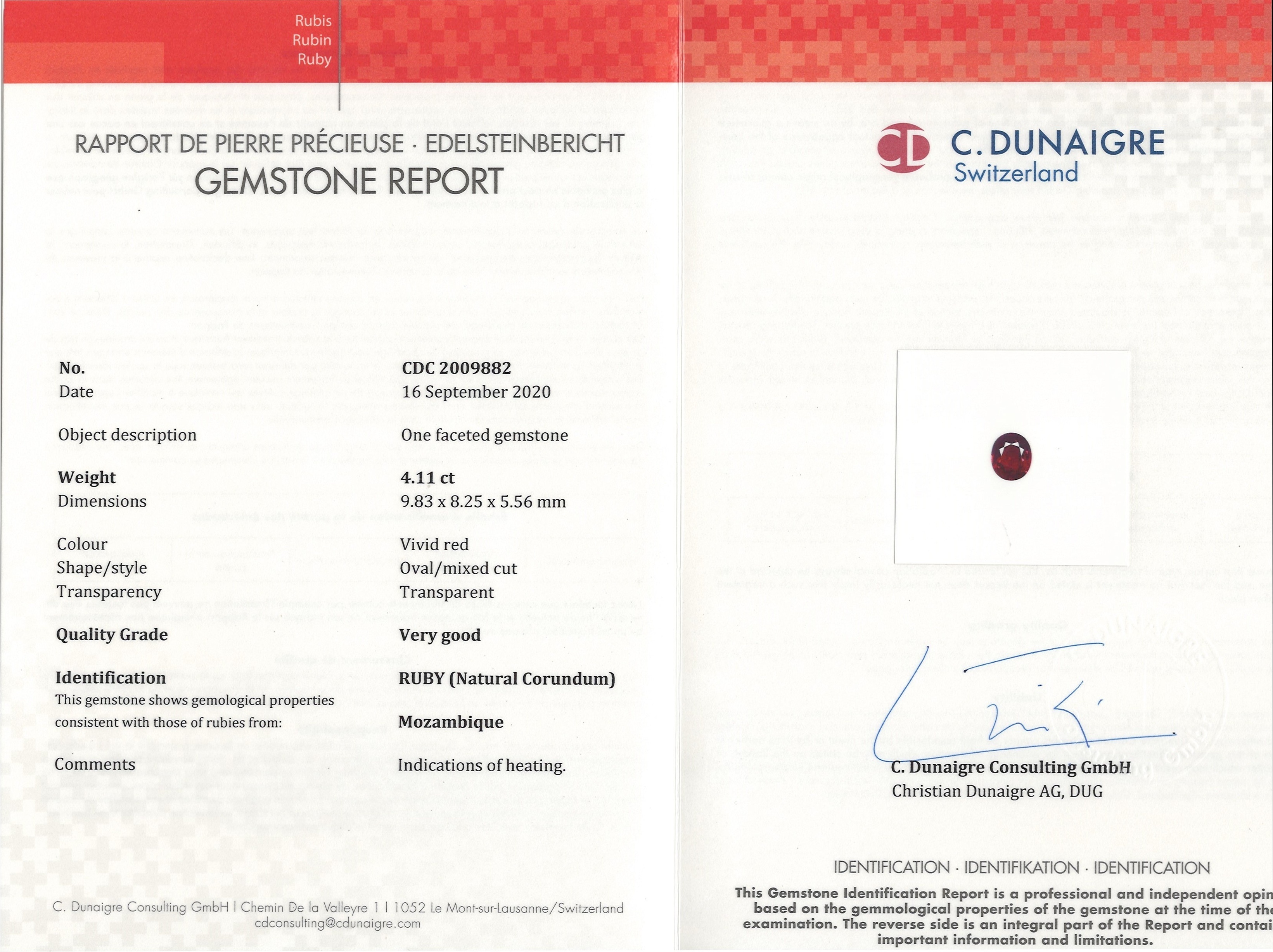 4.11 Ct. Ruby from Mozambique