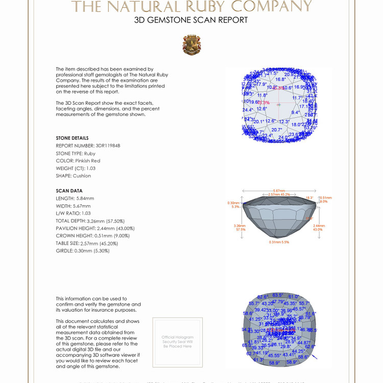 1.03 Ct. Ruby from Burma (Myanmar)