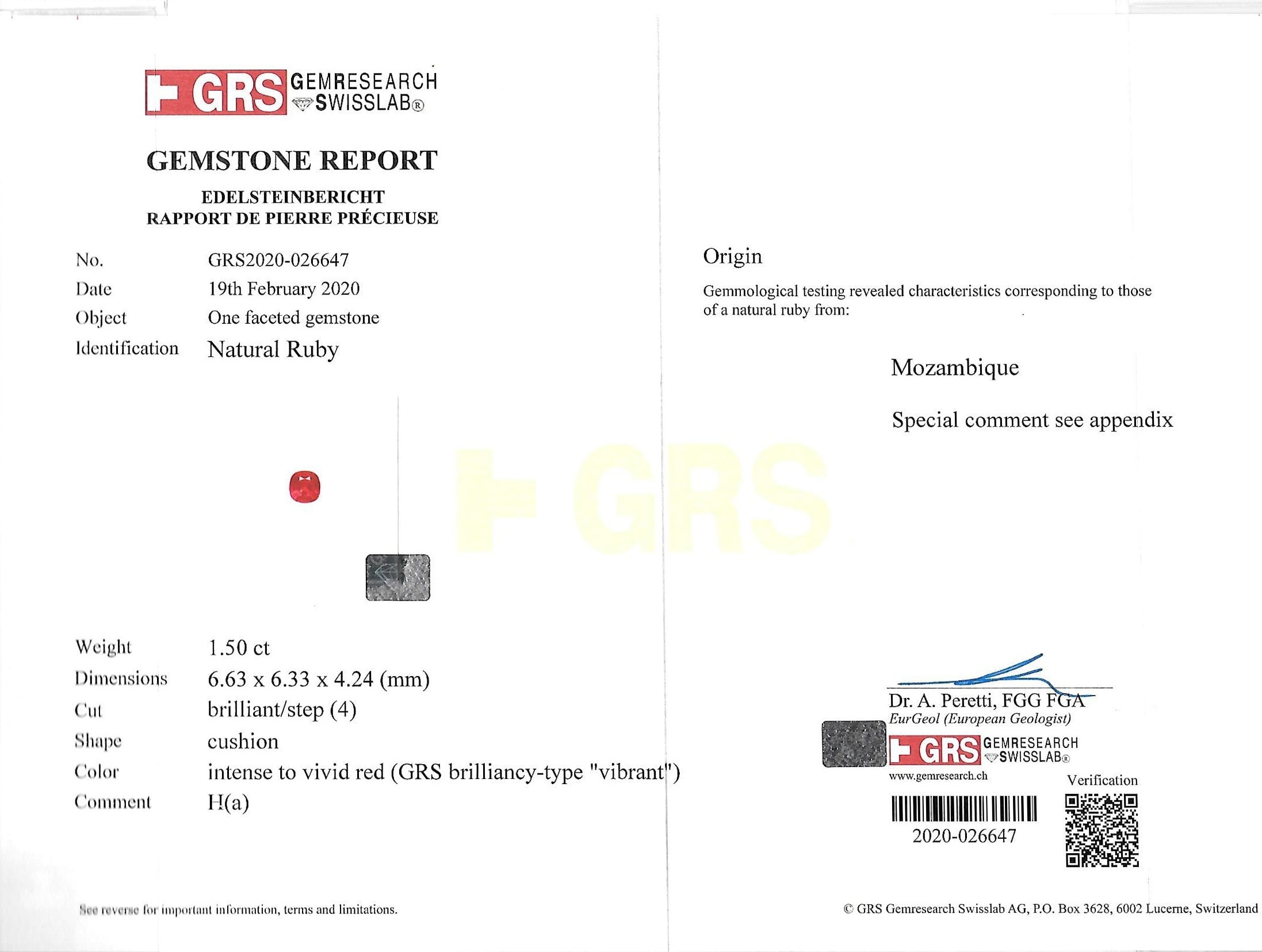 1.50 Ct. Ruby from Mozambique