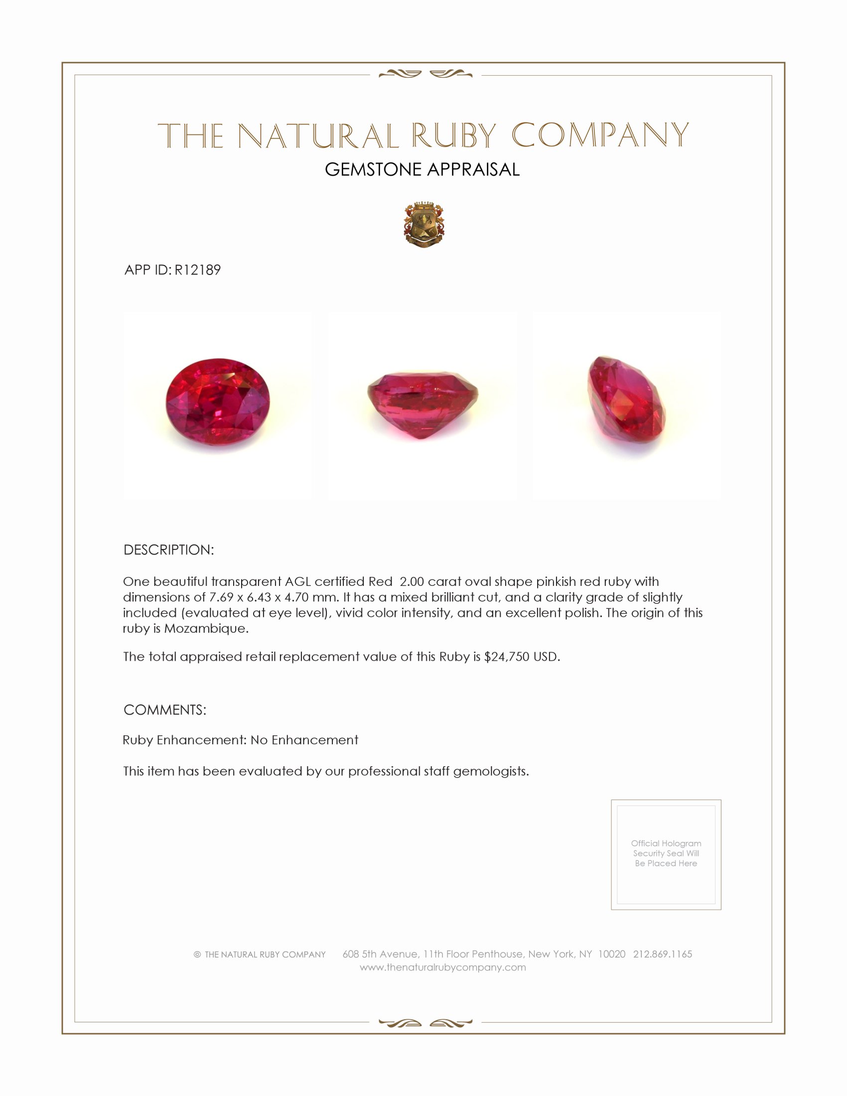 2.00 Ct. Ruby from Mozambique
