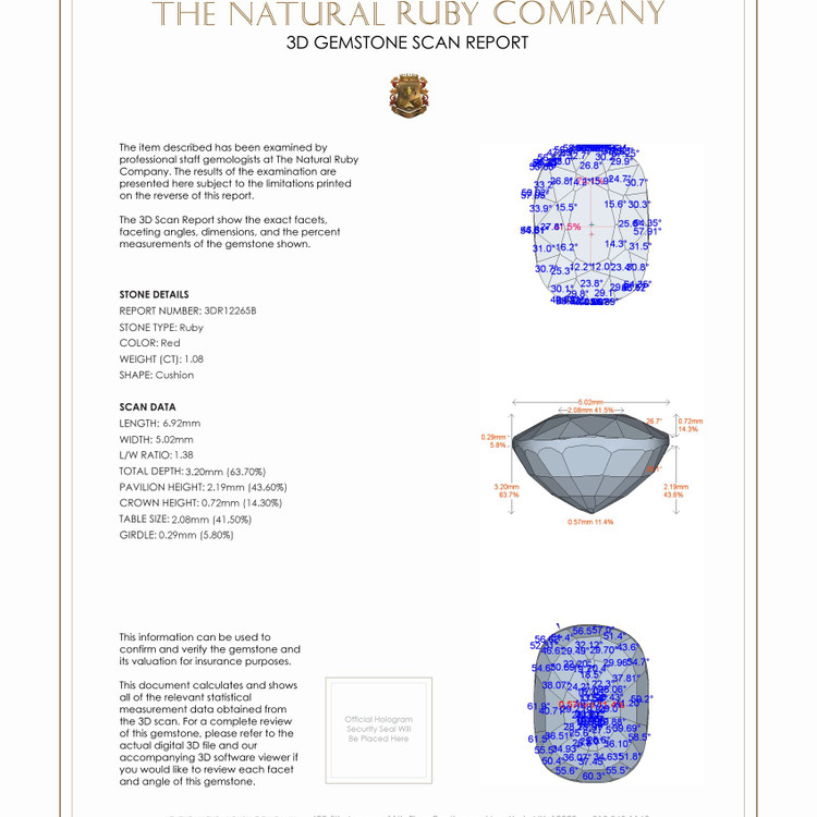 1.08 Ct. Ruby from Burma (Myanmar)