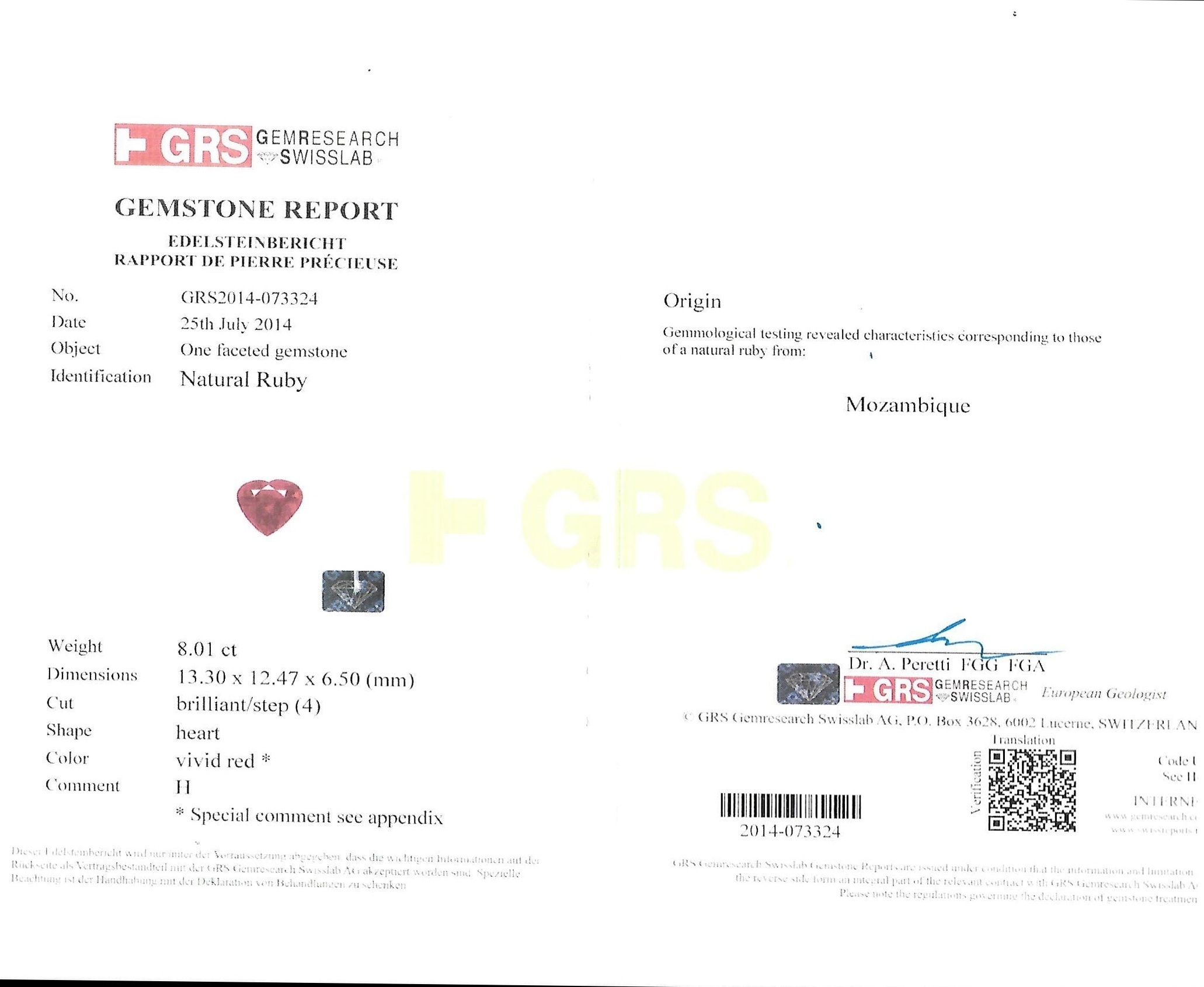 8.01 Ct. Ruby from Mozambique