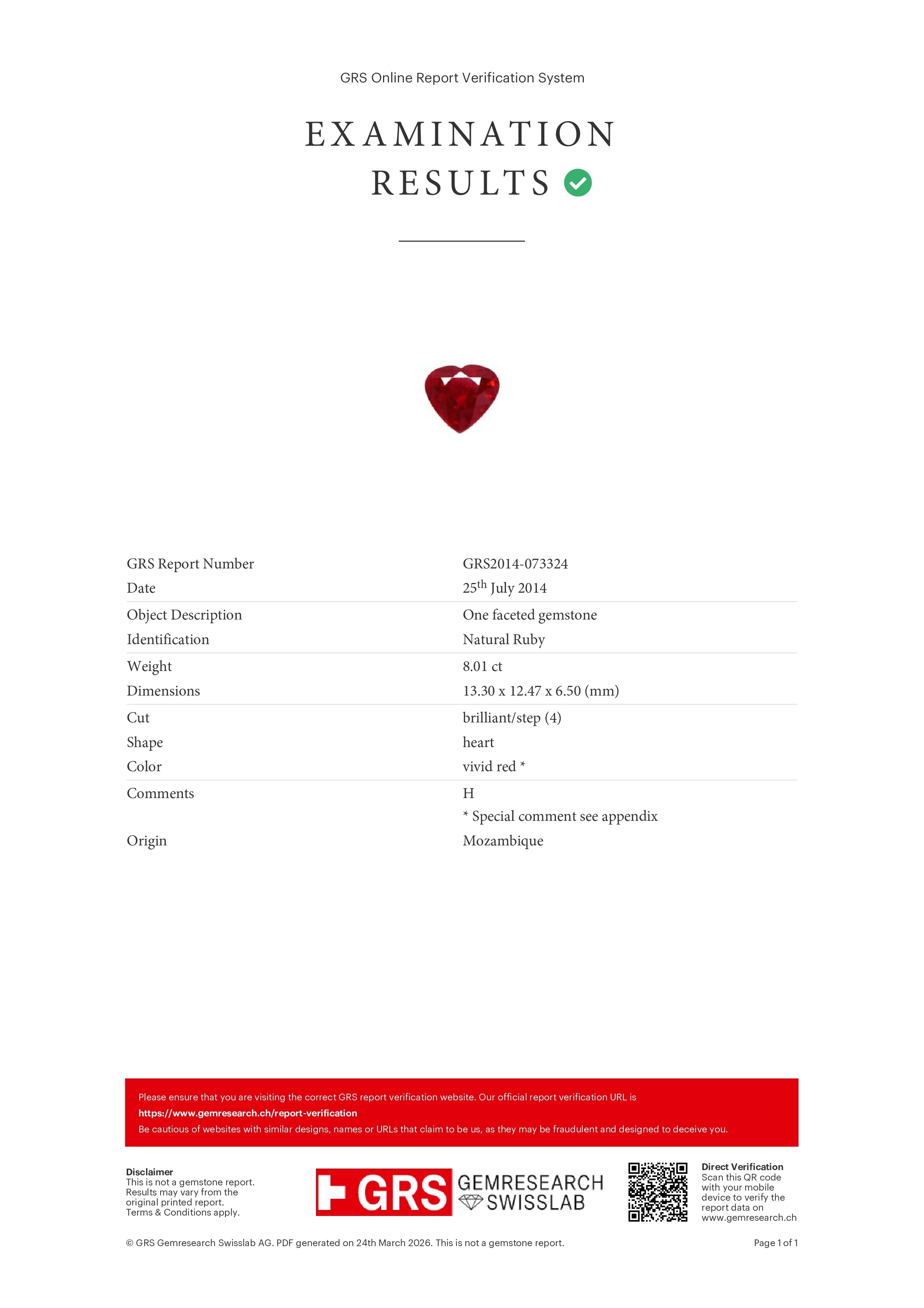 8.01 Ct. Ruby from Mozambique