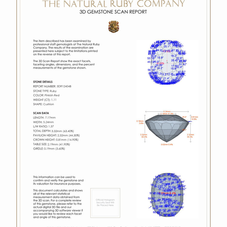 1.11 Ct. Ruby from Burma (Myanmar)