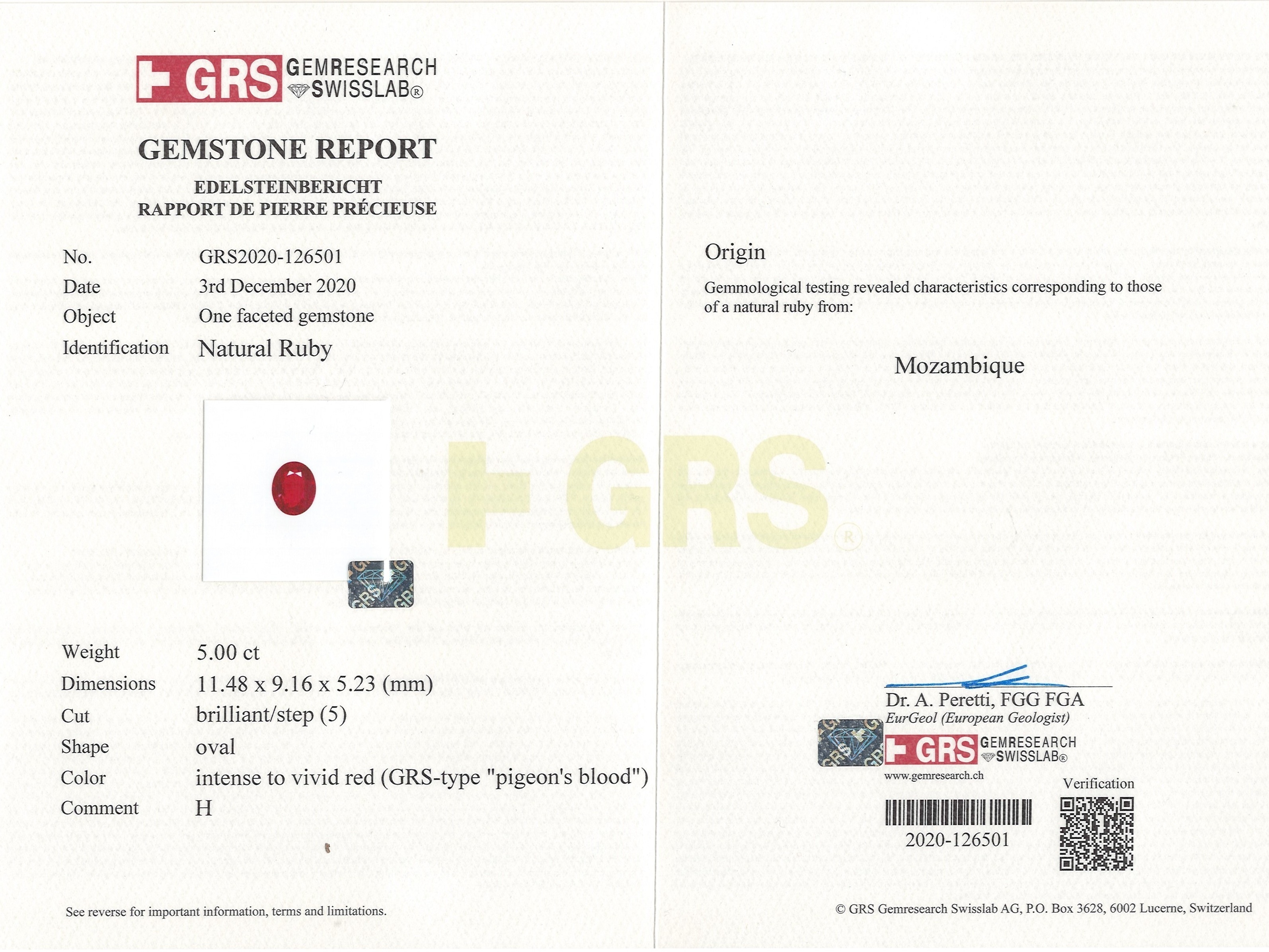 5.00 Ct. Ruby from Mozambique