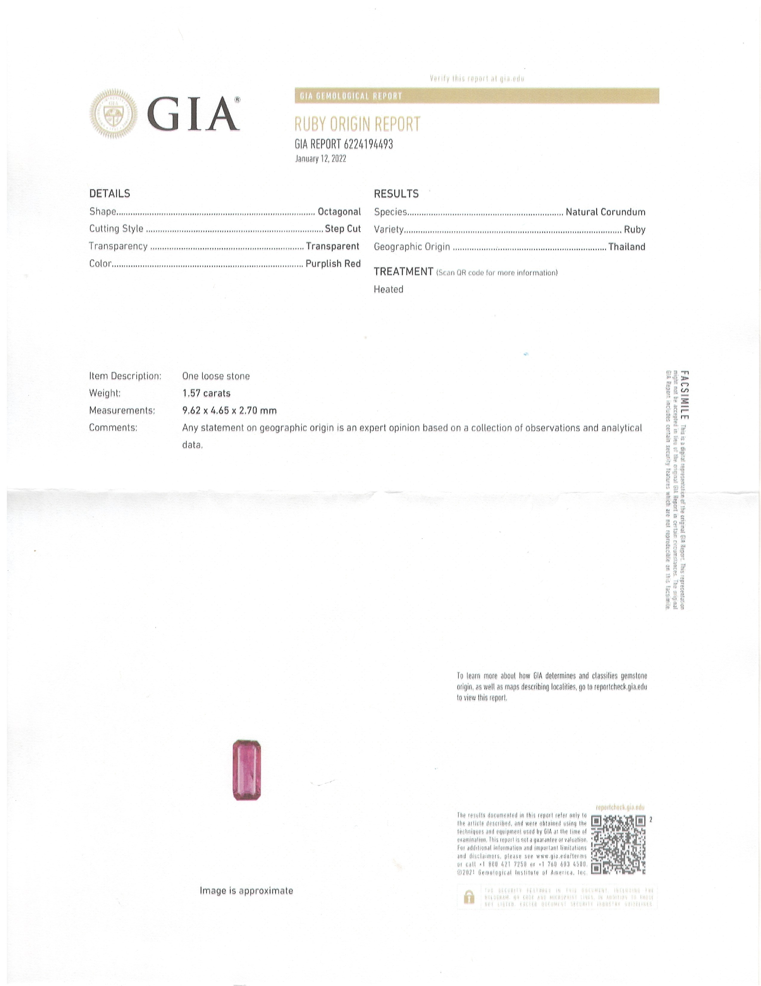 1.57 Ct. Ruby from Thailand