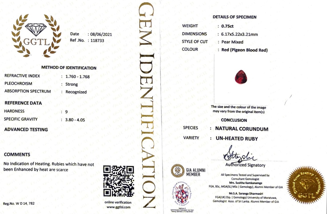 0.75 Ct. Ruby from Mozambique