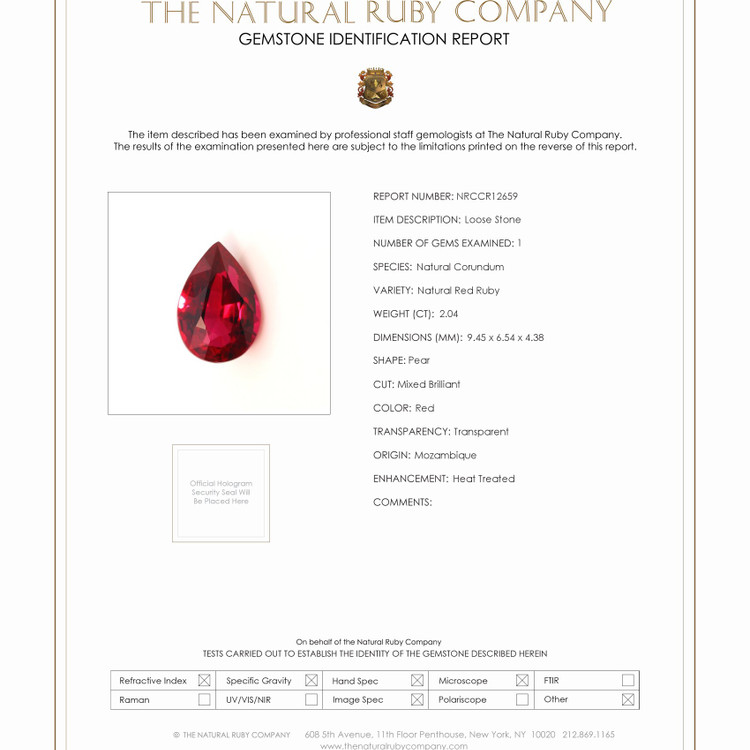 2.04 Ct. Ruby from Mozambique