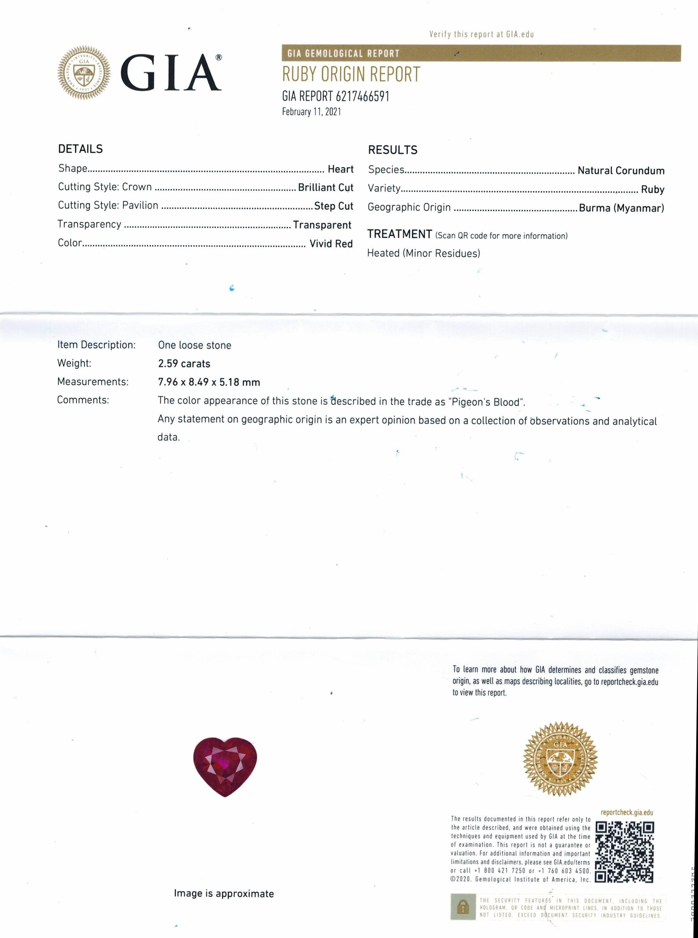 2.59 Ct. Ruby from Burma (Myanmar)