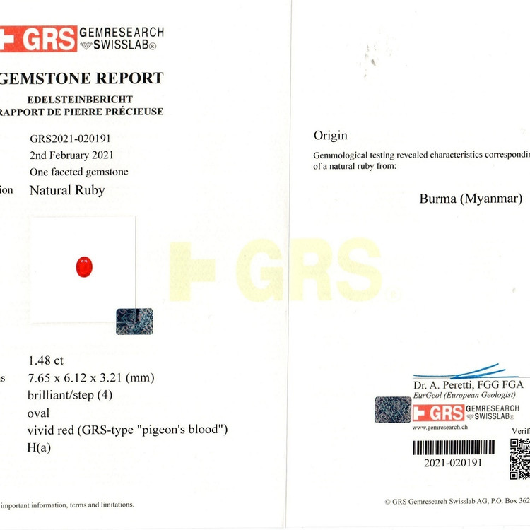 1.48 Ct. Ruby from Burma (Myanmar)